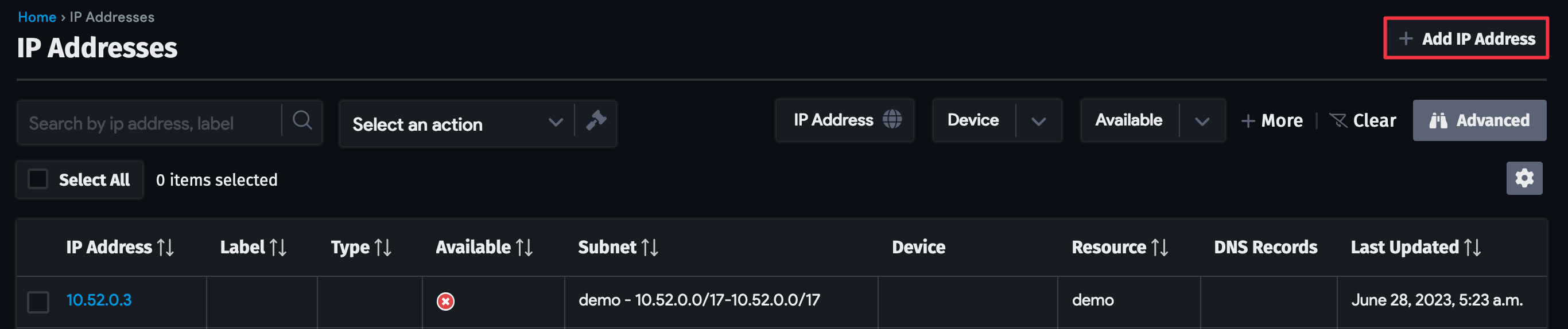 Add IP address button