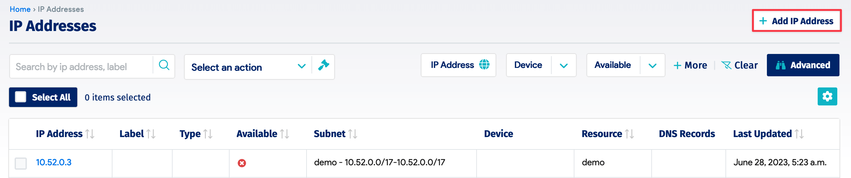 Add IP address button