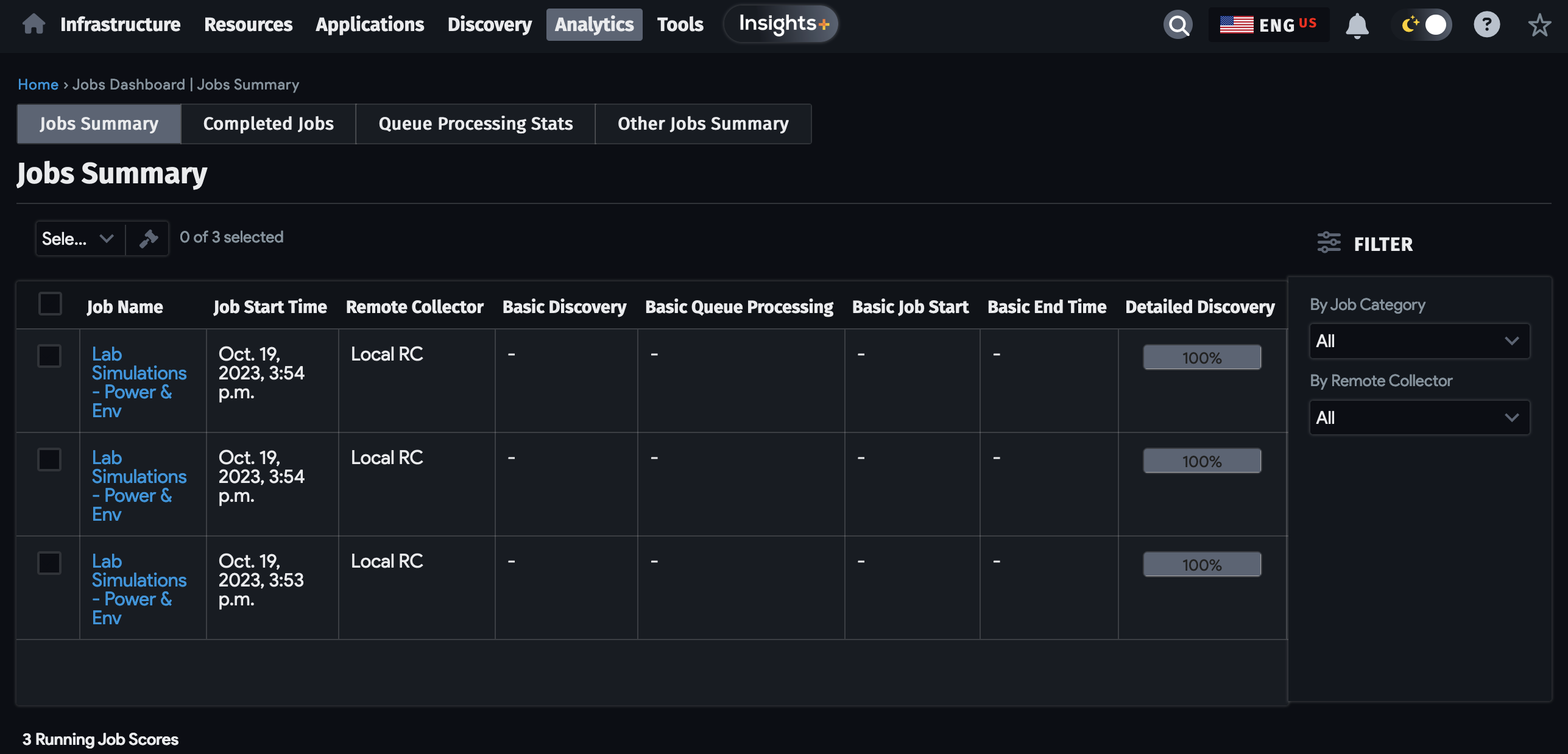 Jobs Dashboard main
