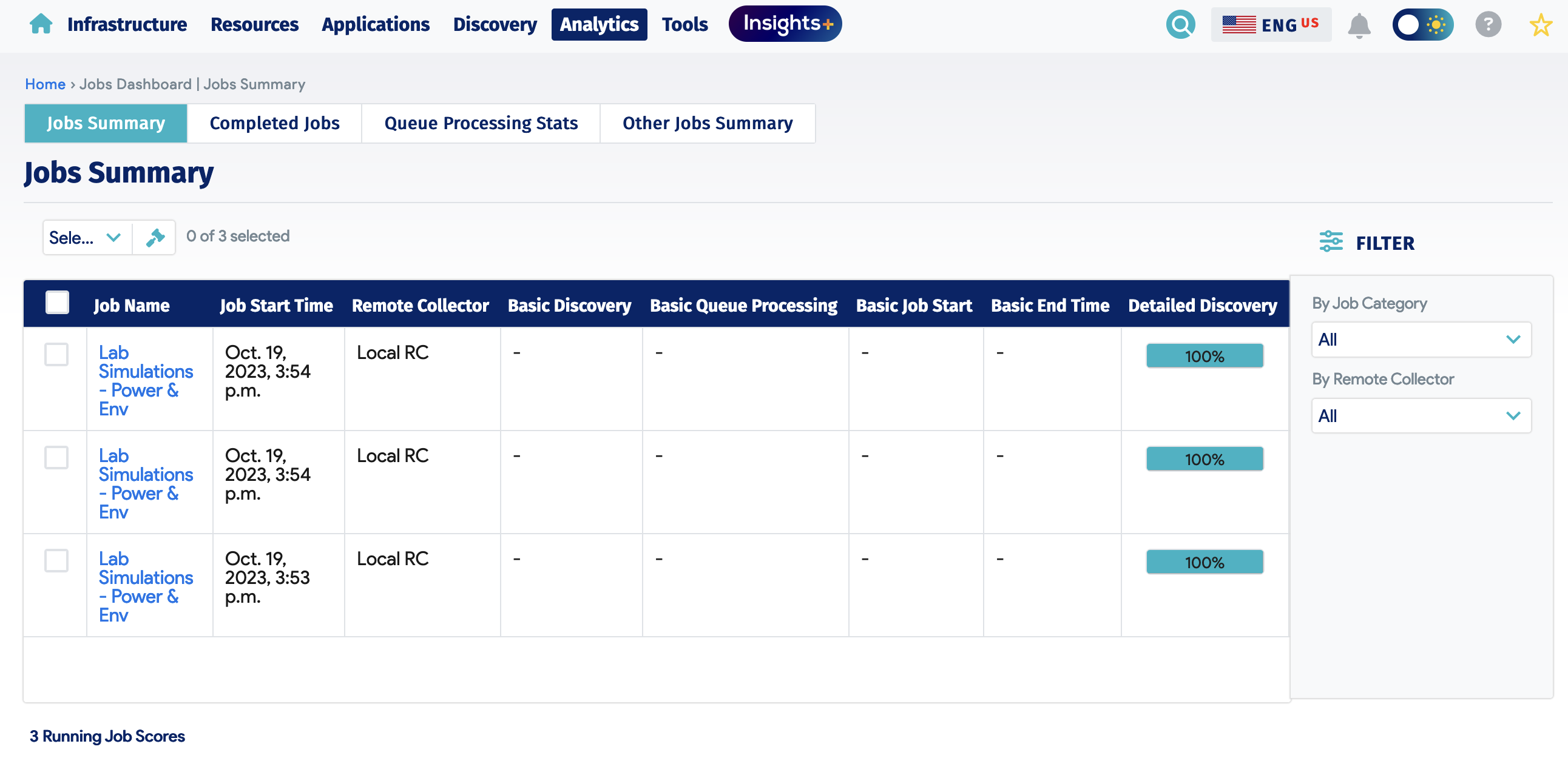 Jobs Dashboard main