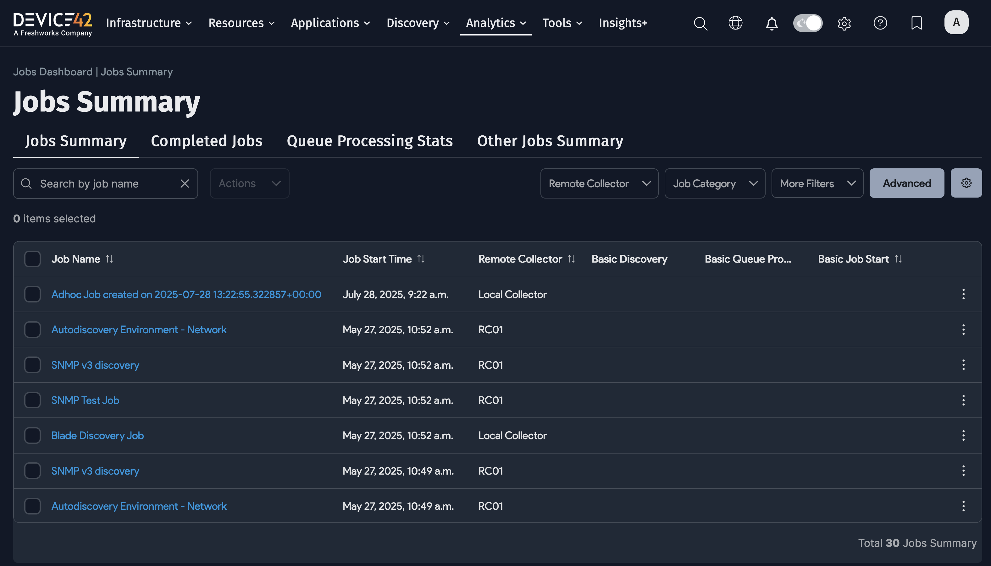 Jobs Dashboard main