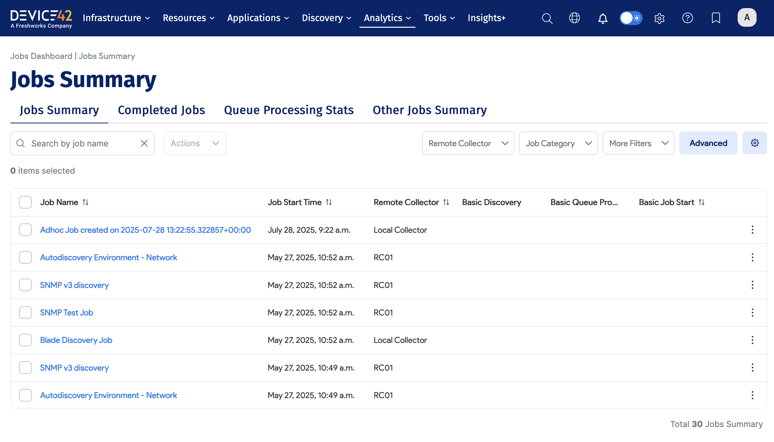 Jobs Dashboard main