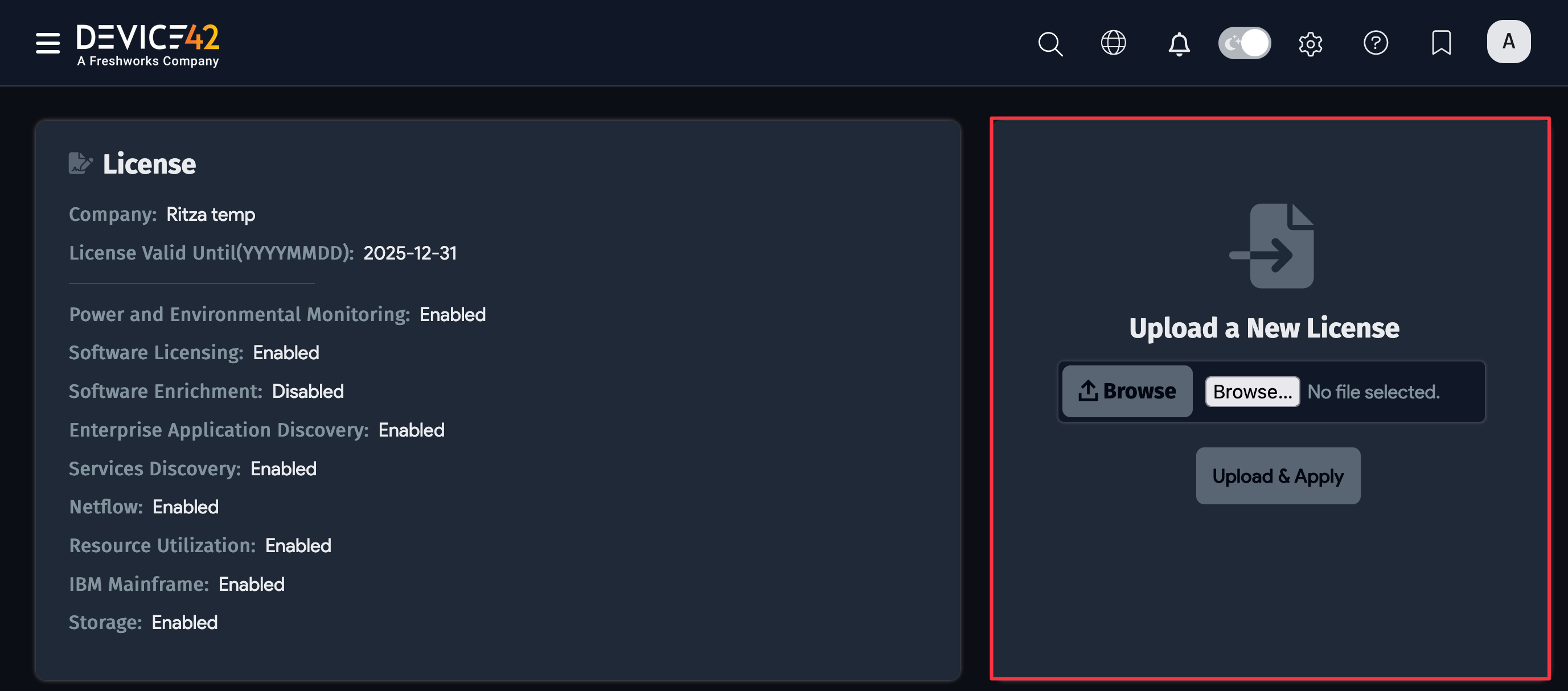 Upload license