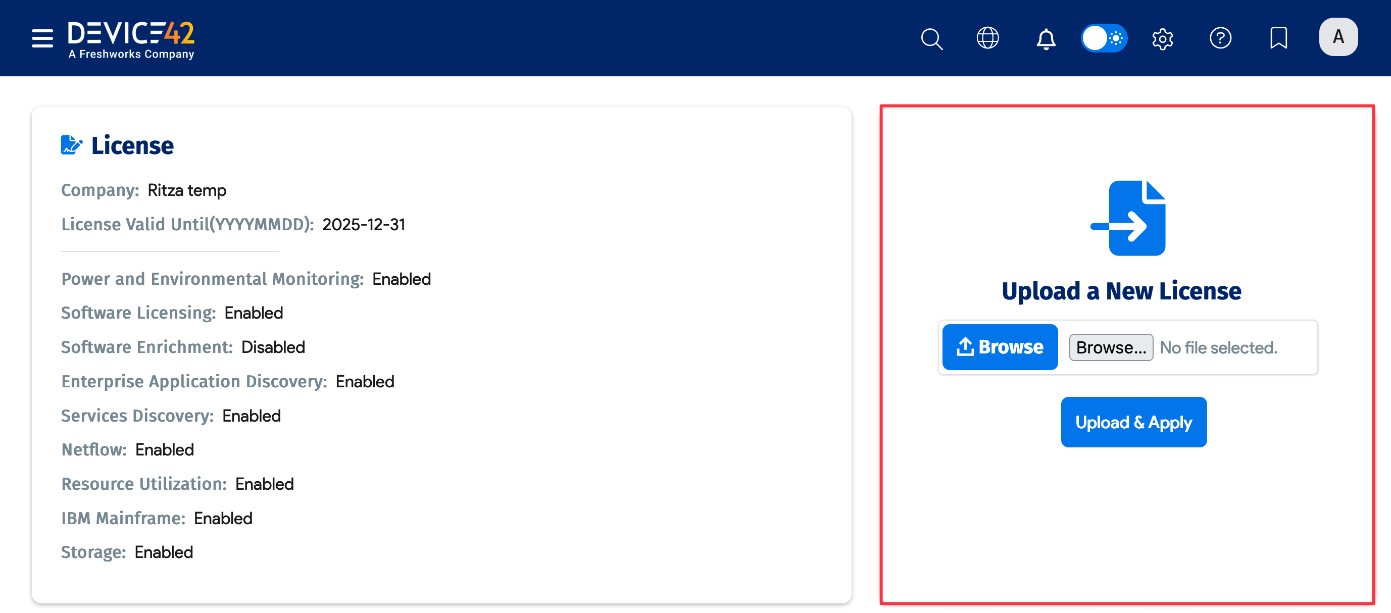 Upload license