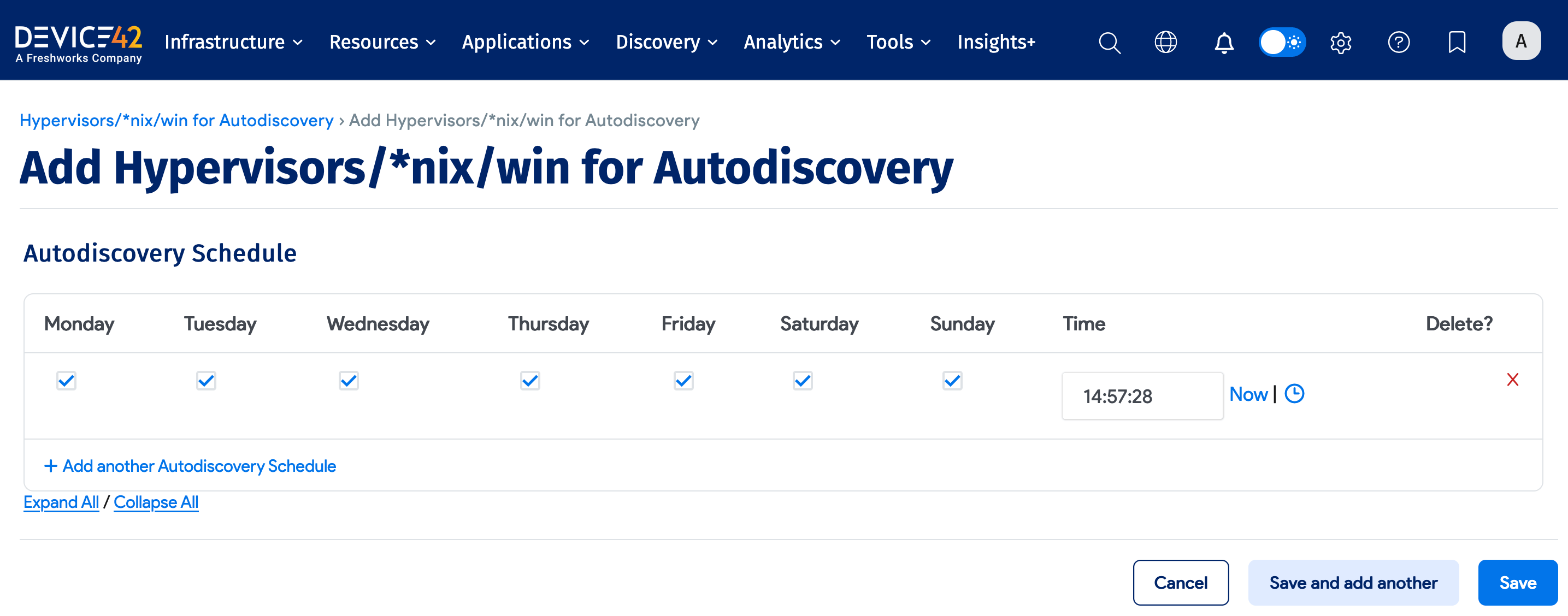 Schedule the discovery job