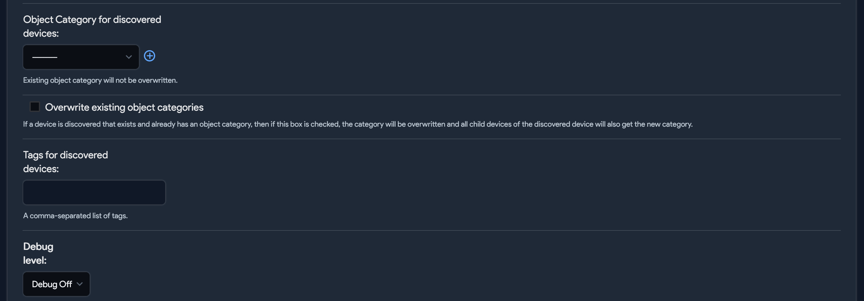 Discovery options