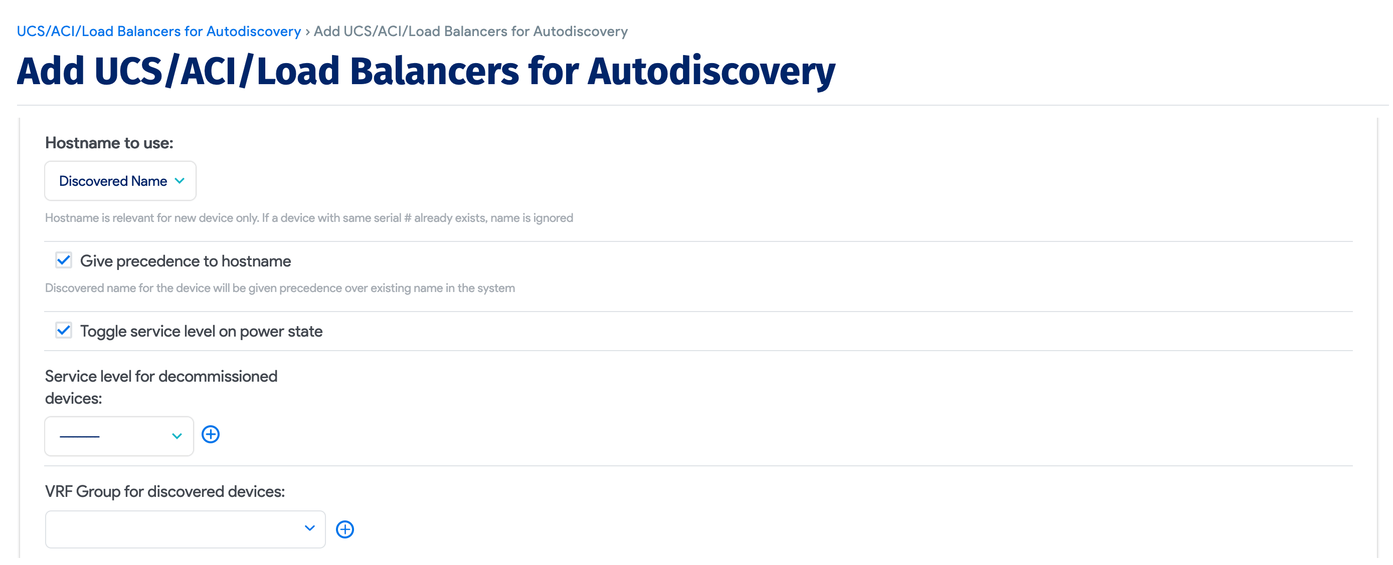 Discovery options