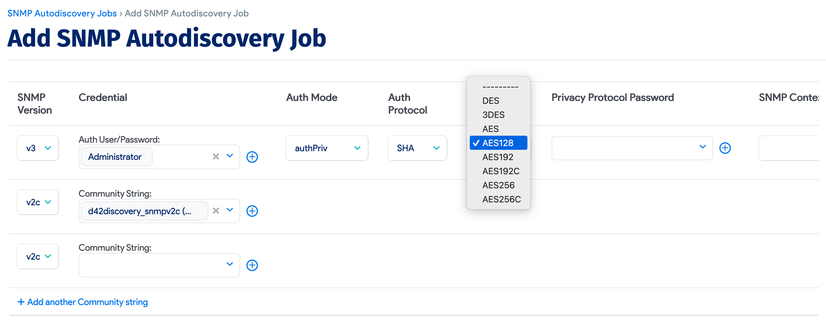 Move SNMP credentials
