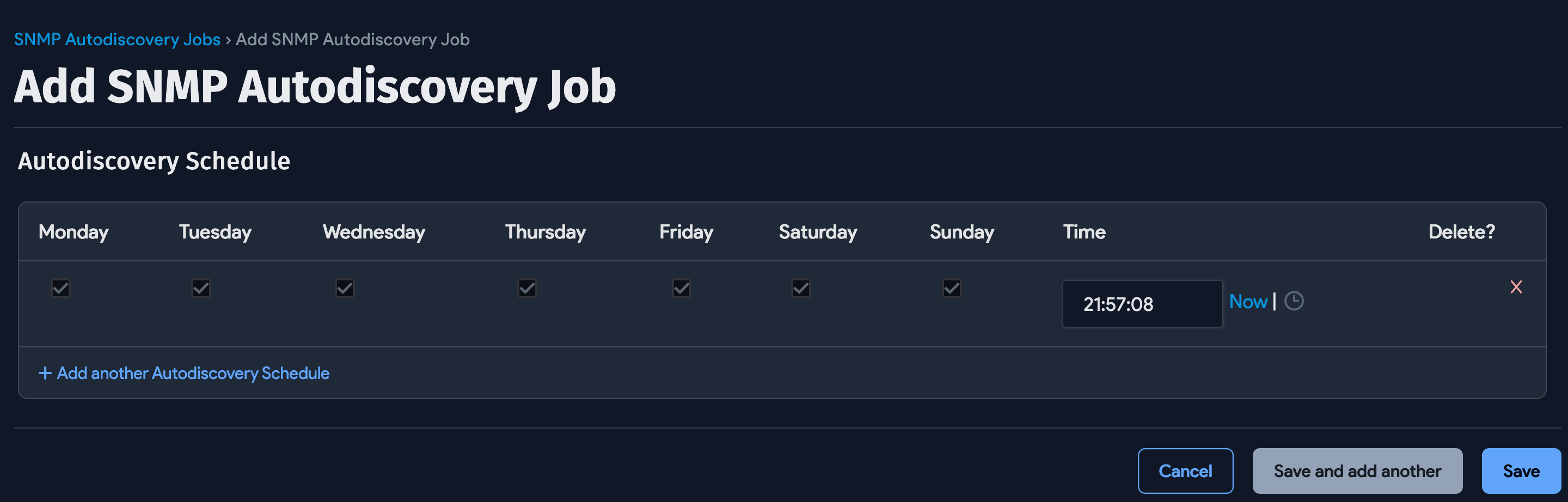 SNMP job schedule