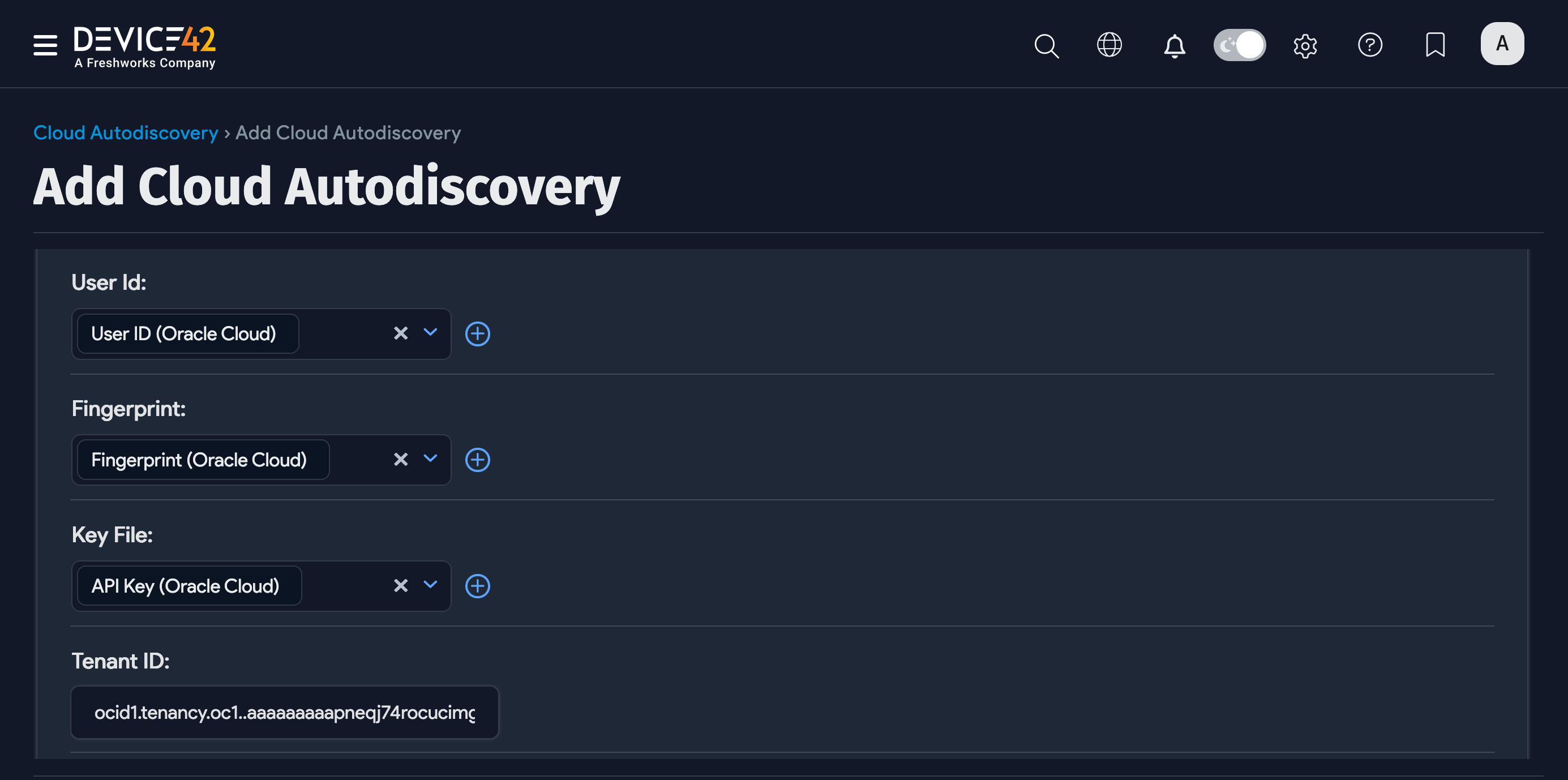 Add Oracle details