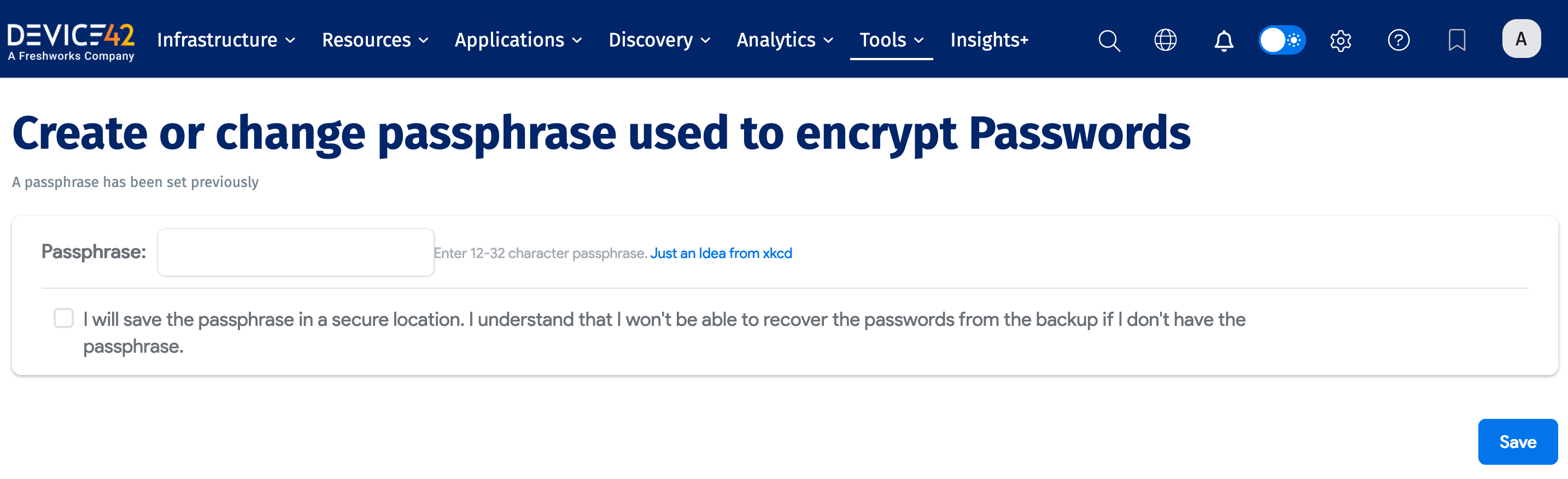 Set Passphrase