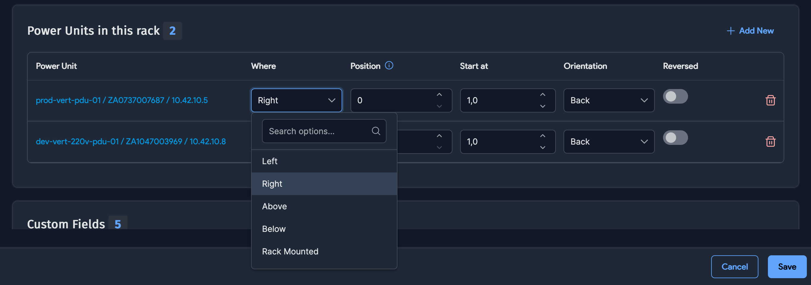 PDU location