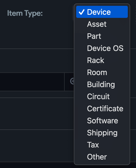 Item type options