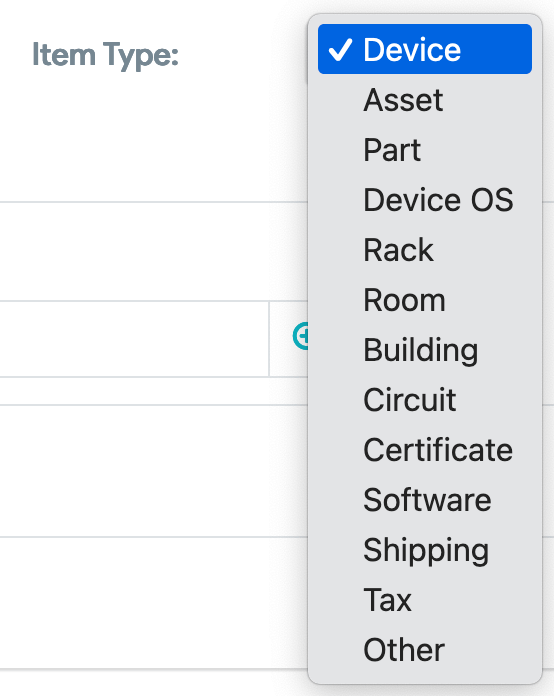 Item type options