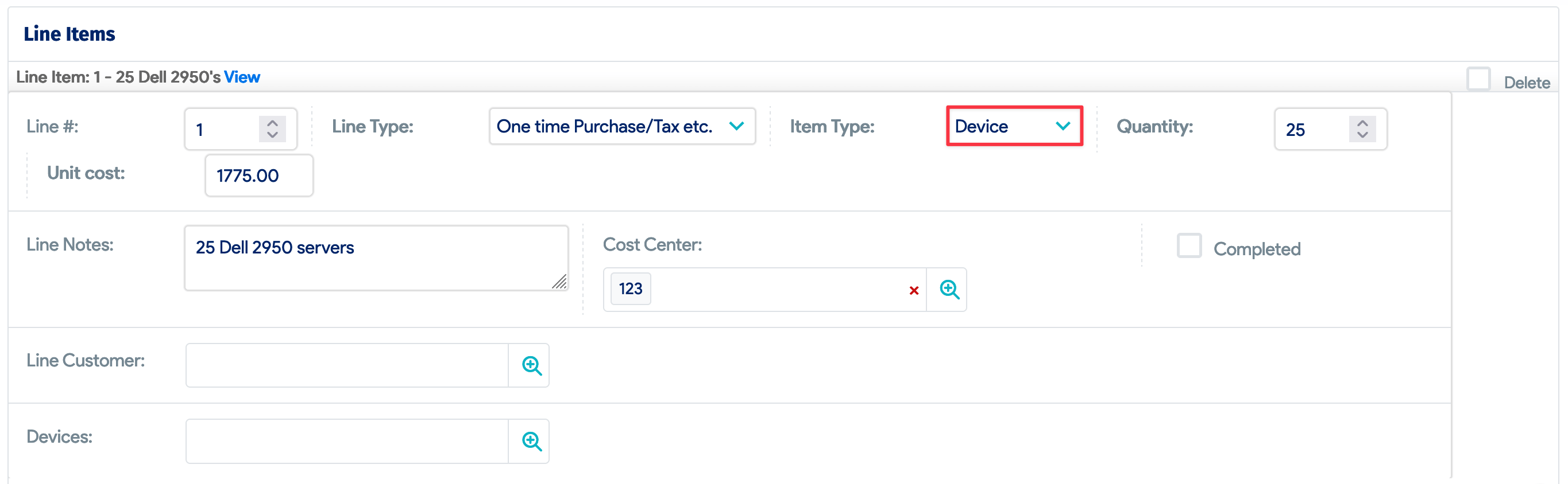 Line item 1 example