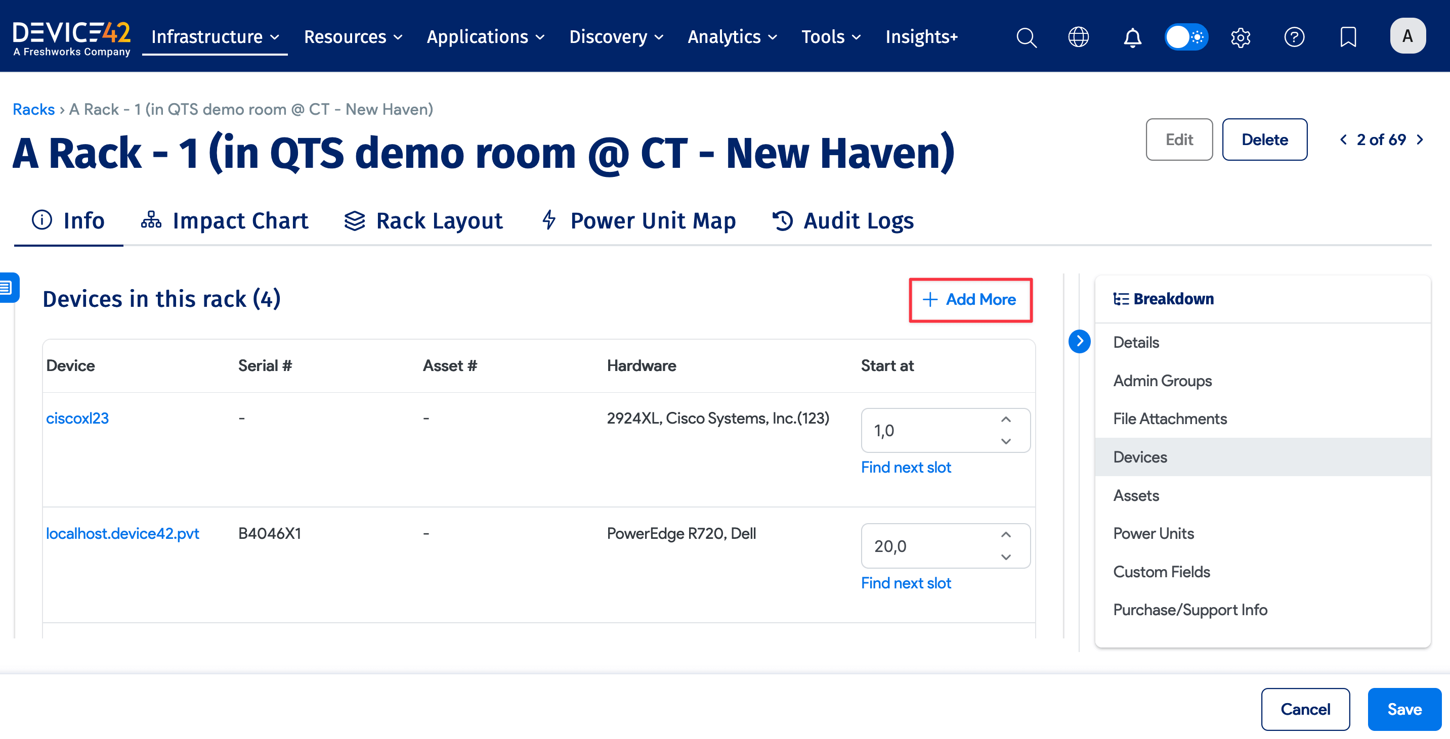 Rack devices fields