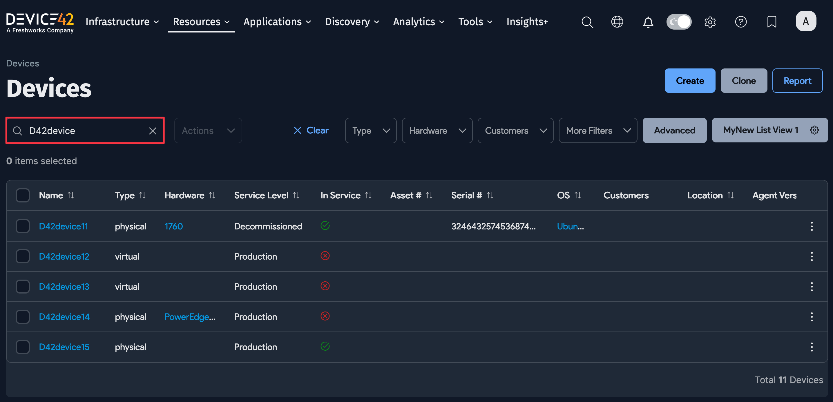 Device list page