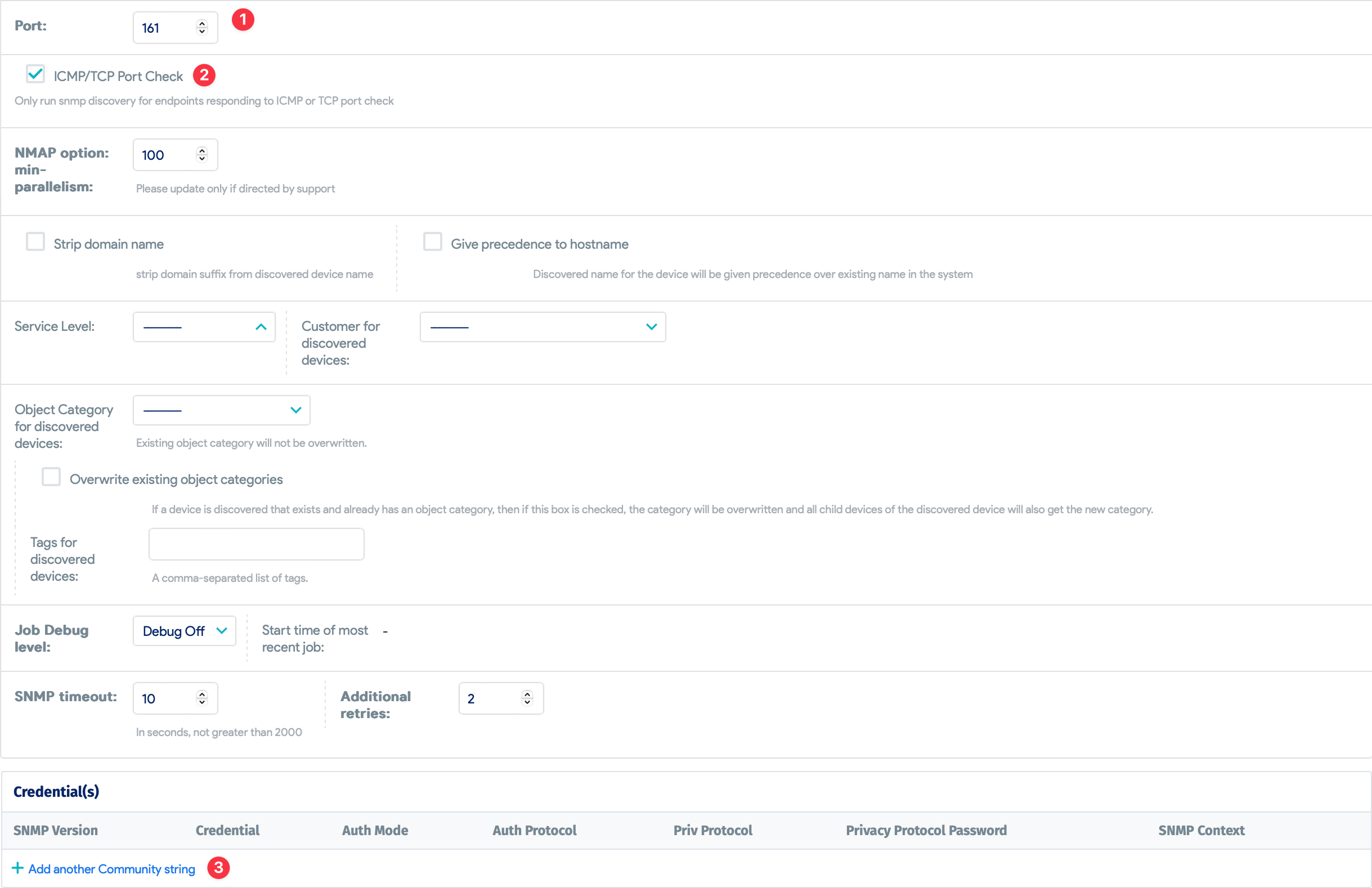 Ports and community strings