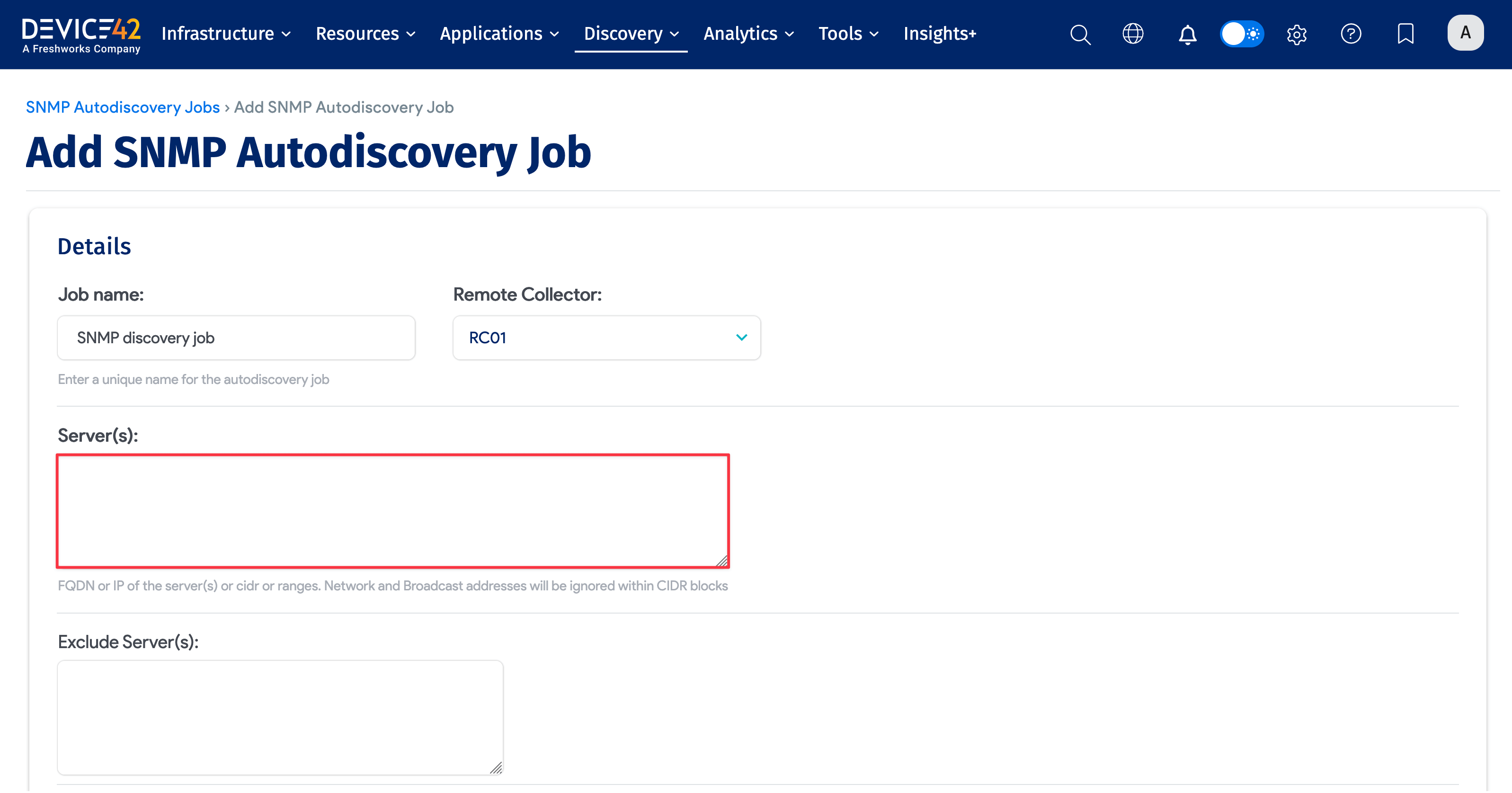 SNMP server configuration
