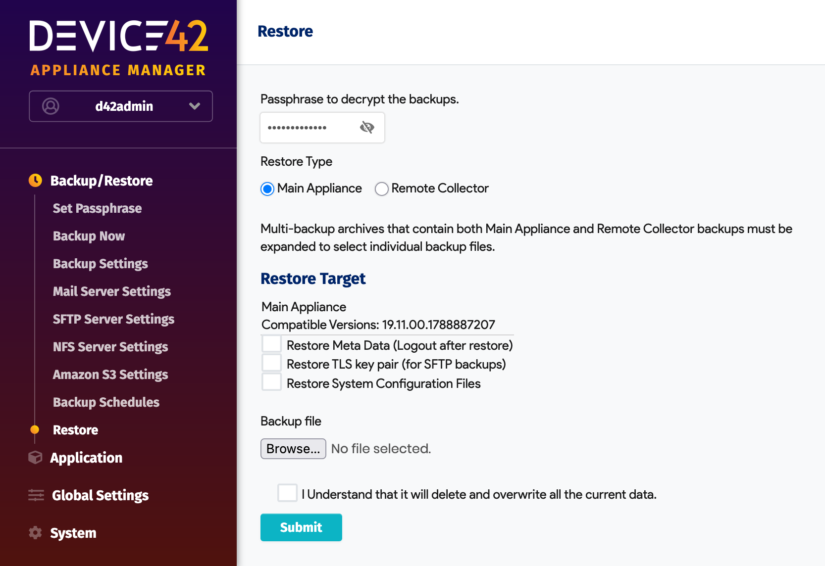 Restore screen