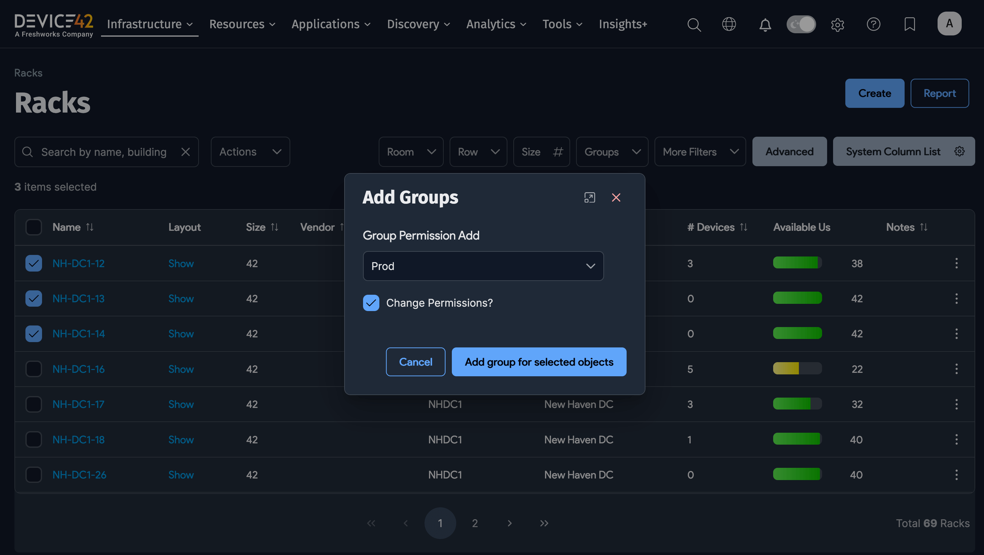 Select admin group