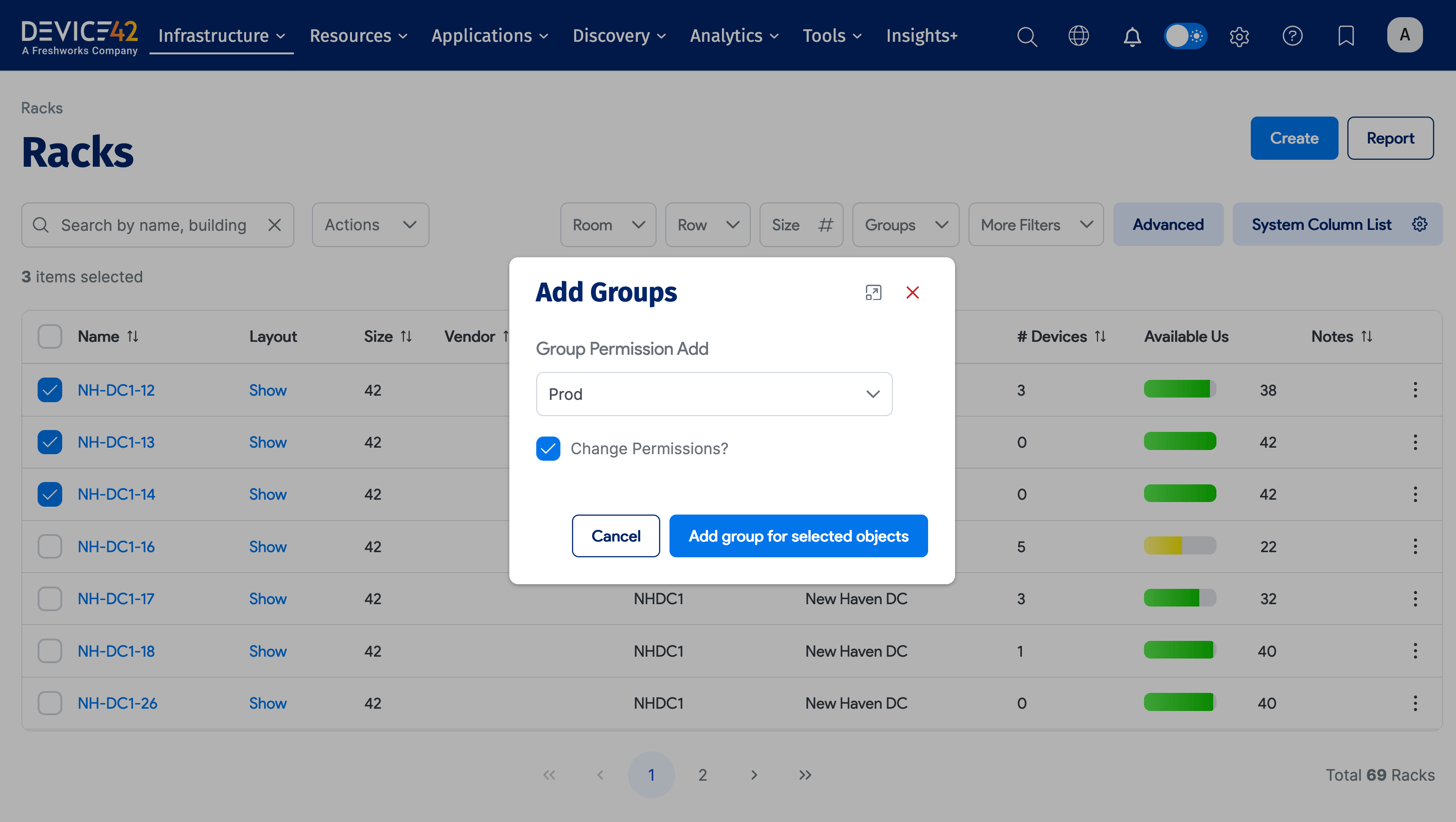 Select admin group
