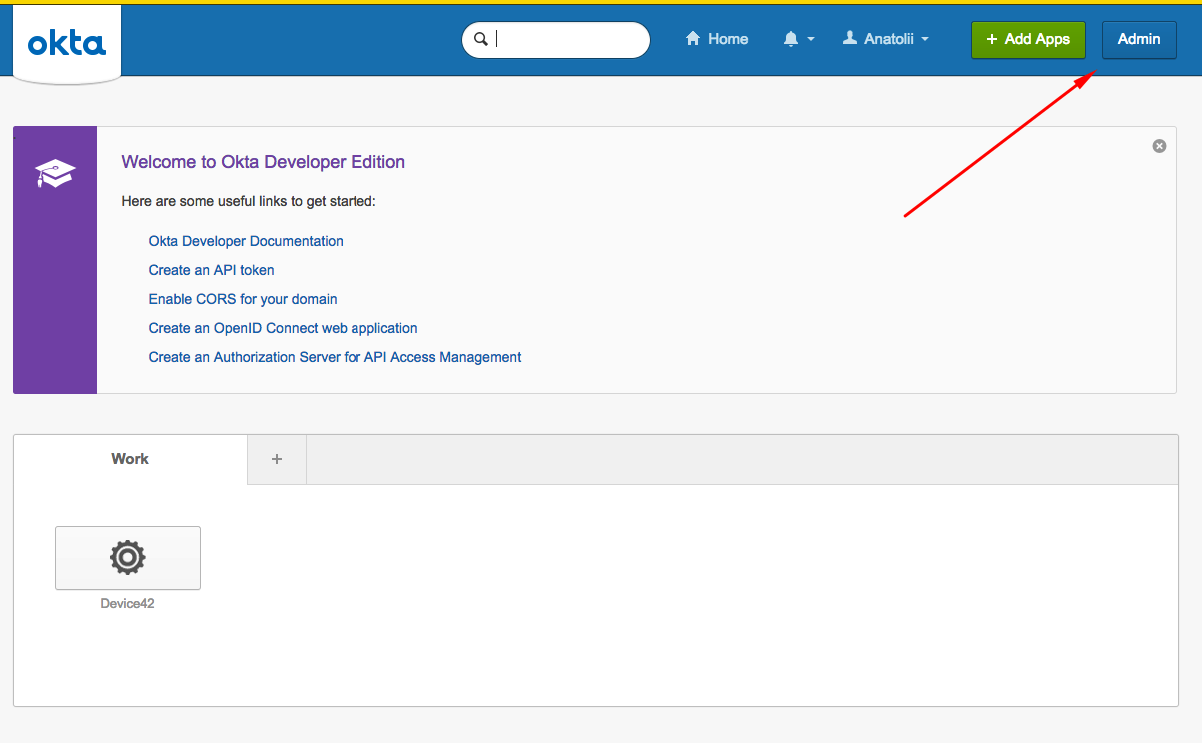 Okta Admin Link