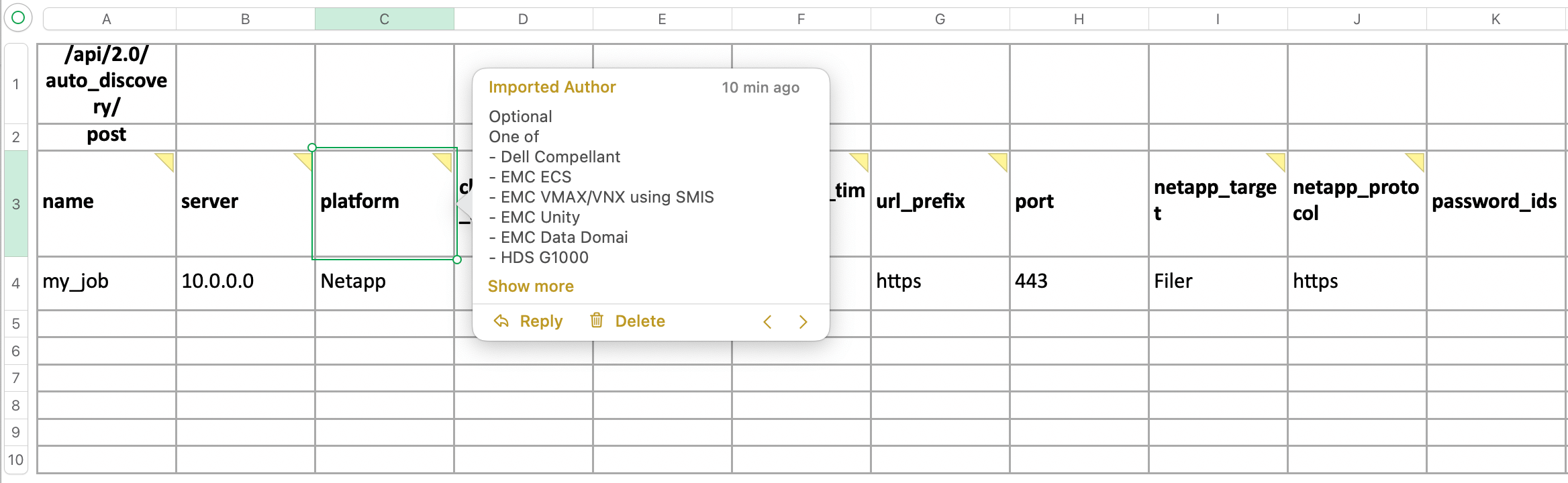Sample Excel file