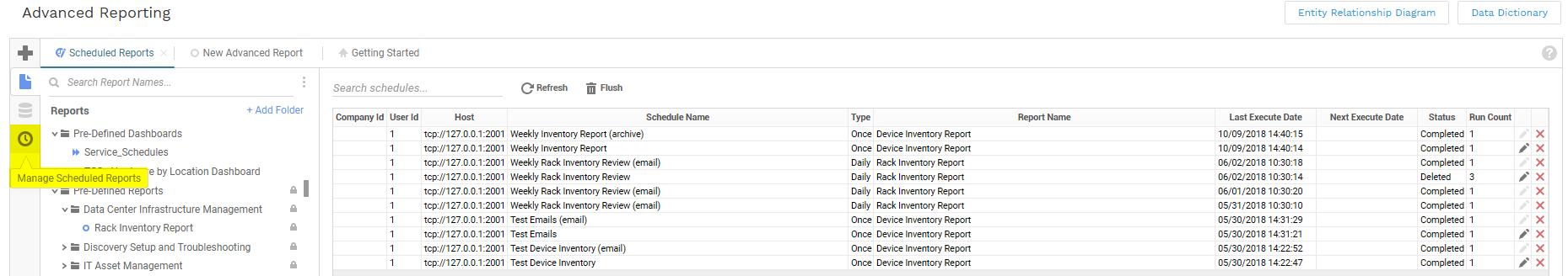 Schedule &amp; edit schedules for Advanced Reports
