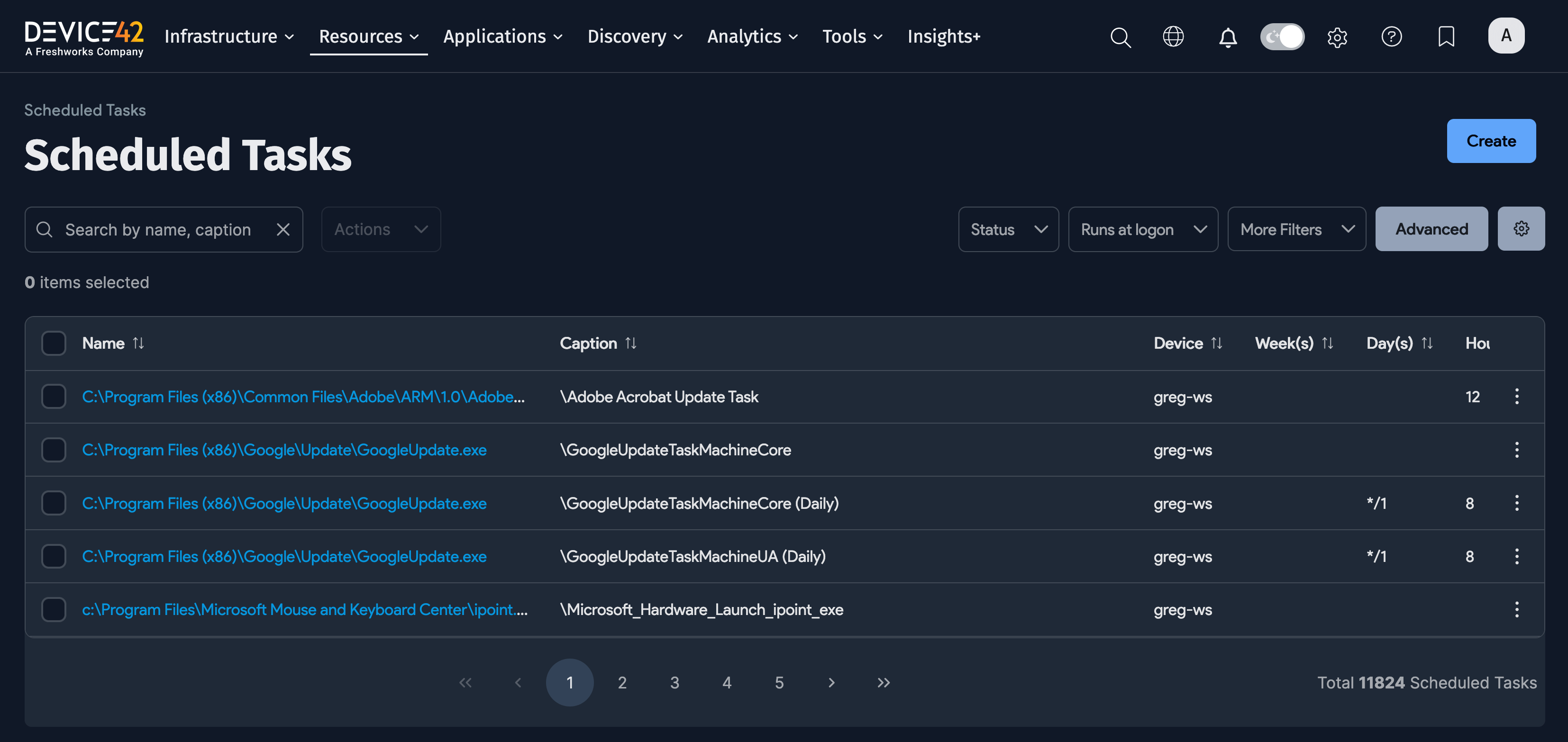 Service Instance Actions menu