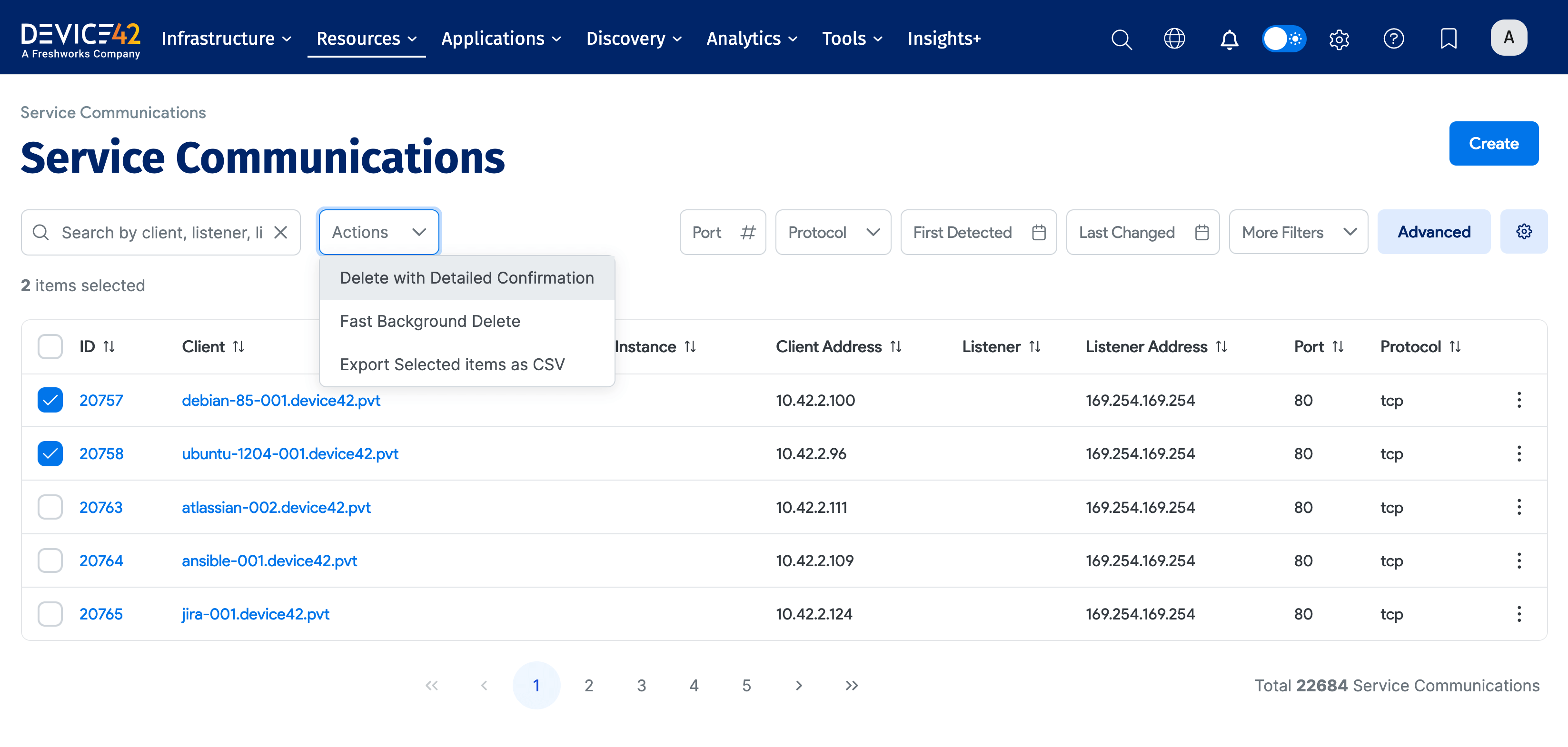 Service Communications actions