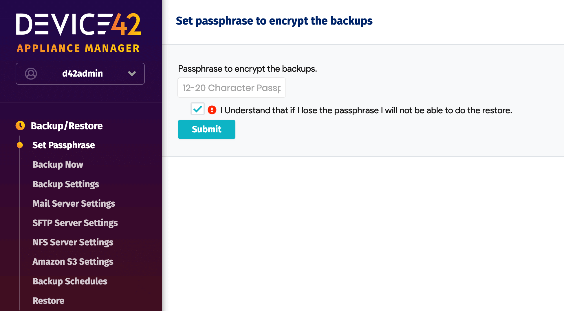 Set the passphrase