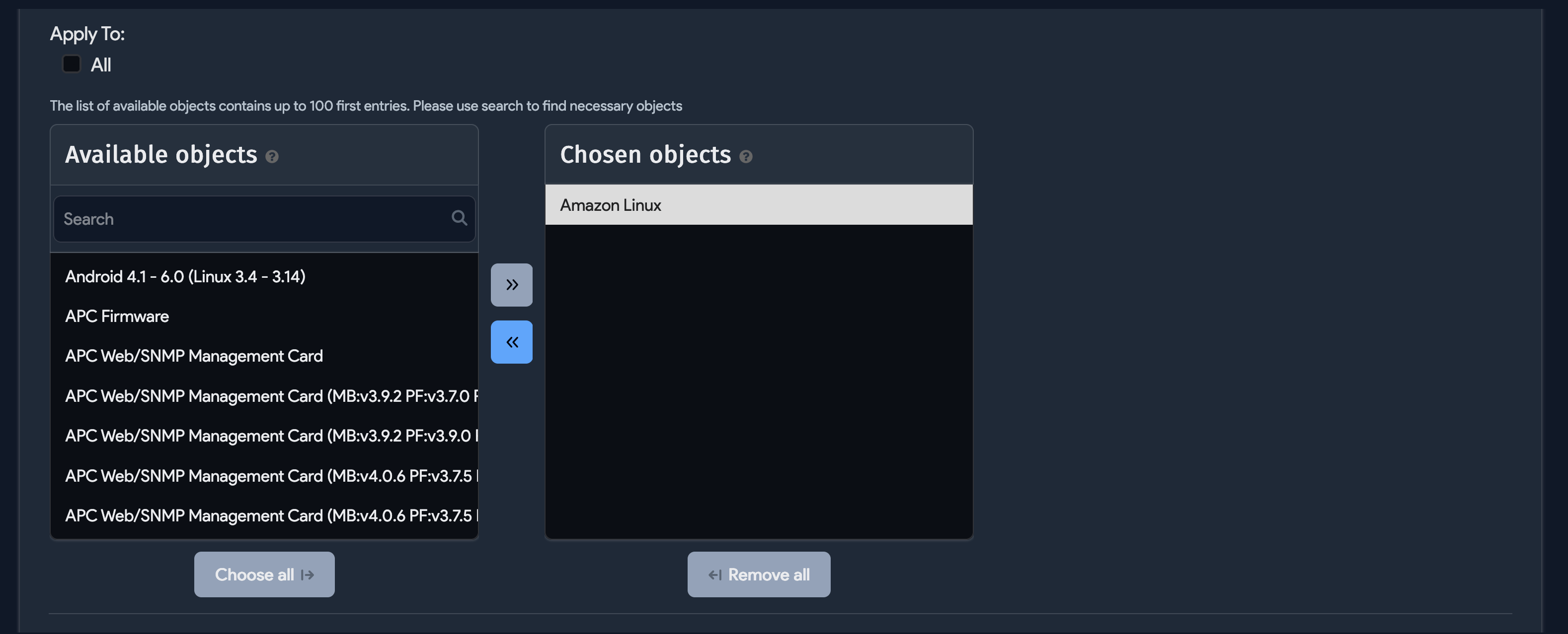 Choose objects