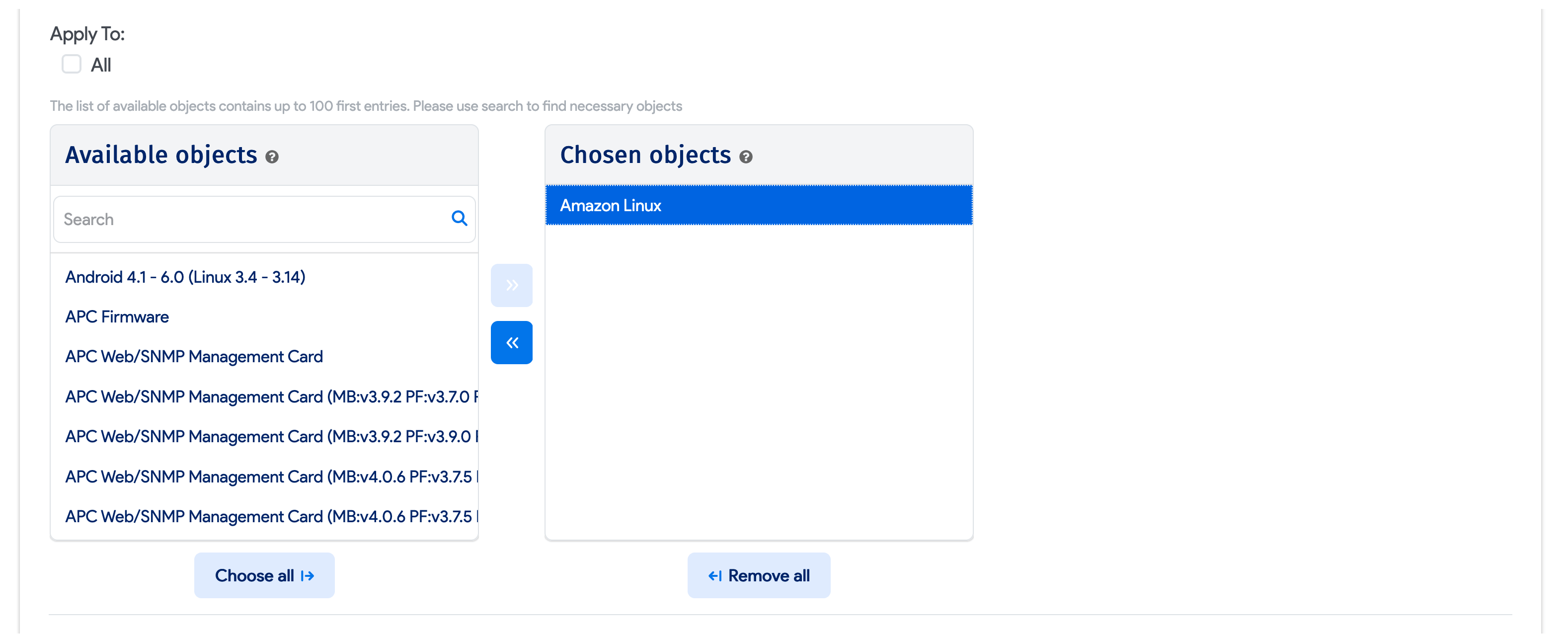 Choose objects
