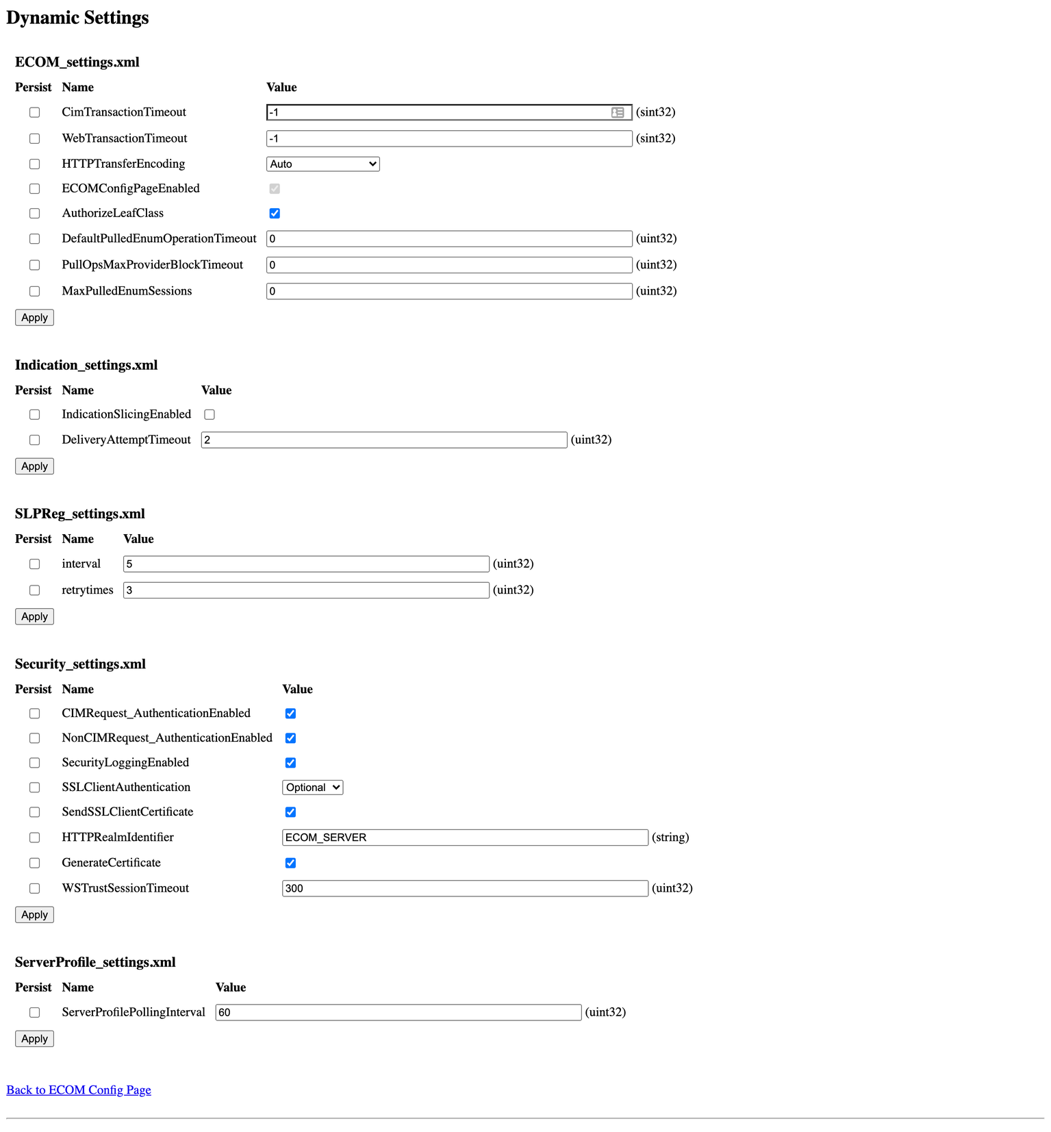 Dynamic Settings