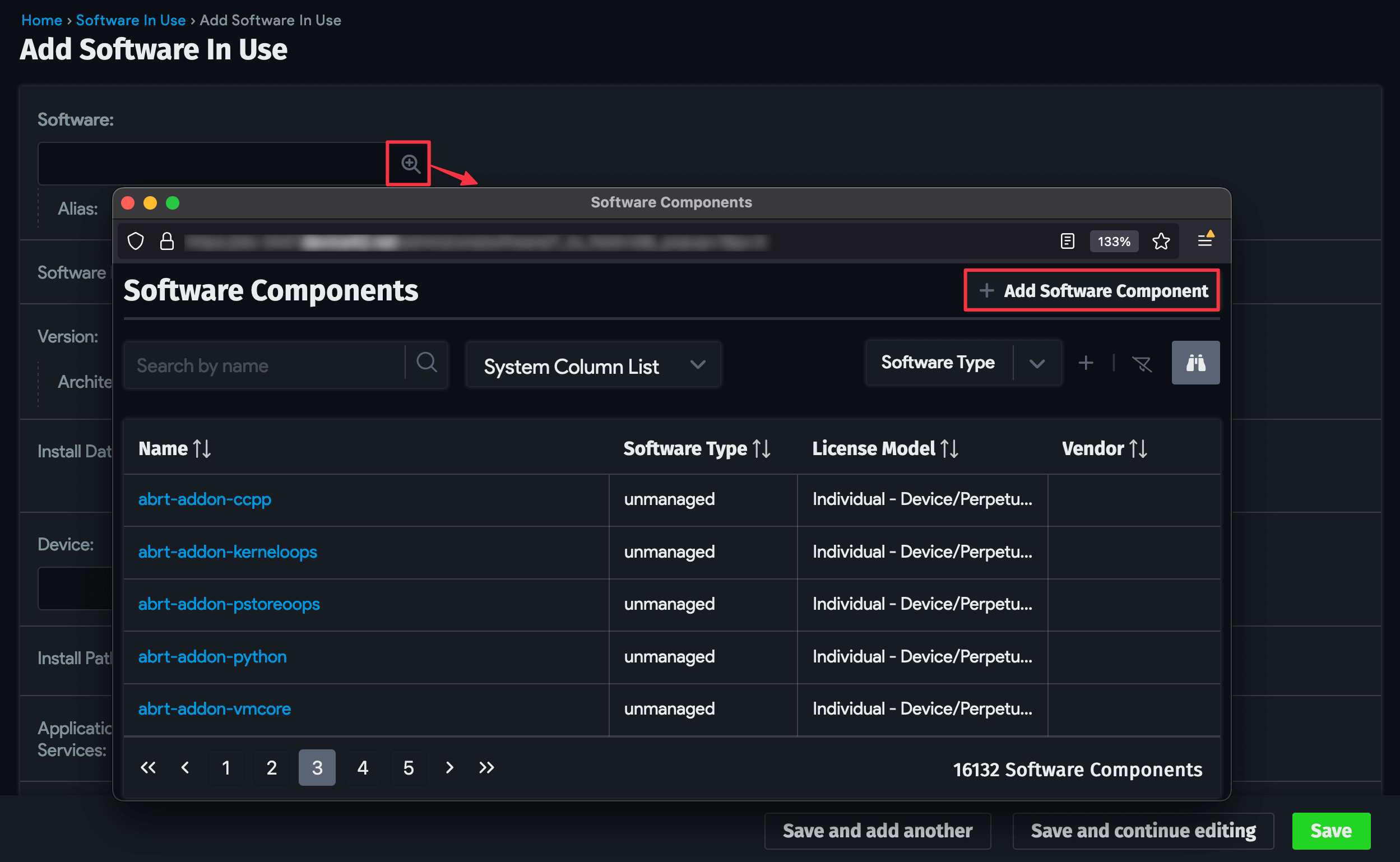 Select software component