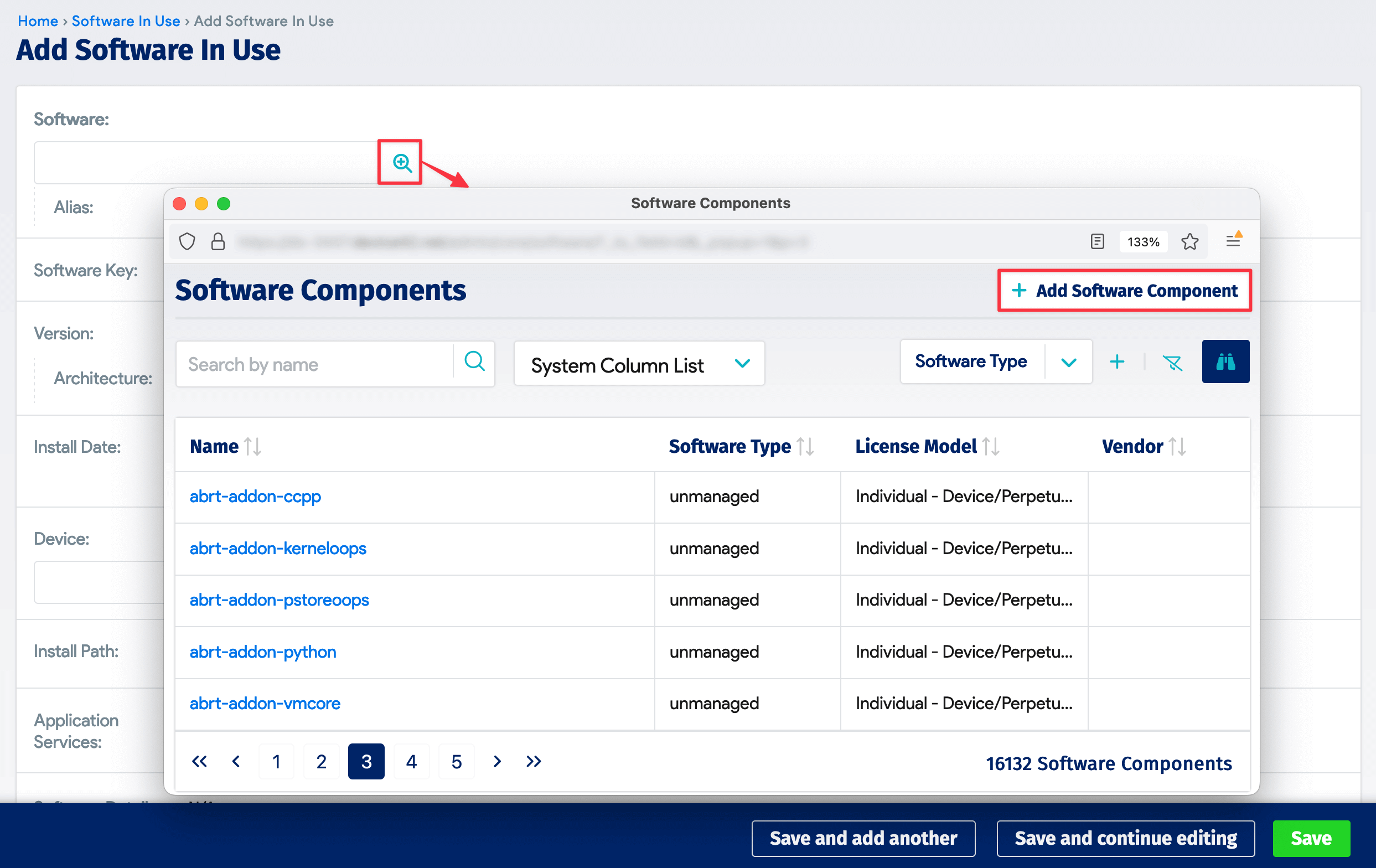 Select software component