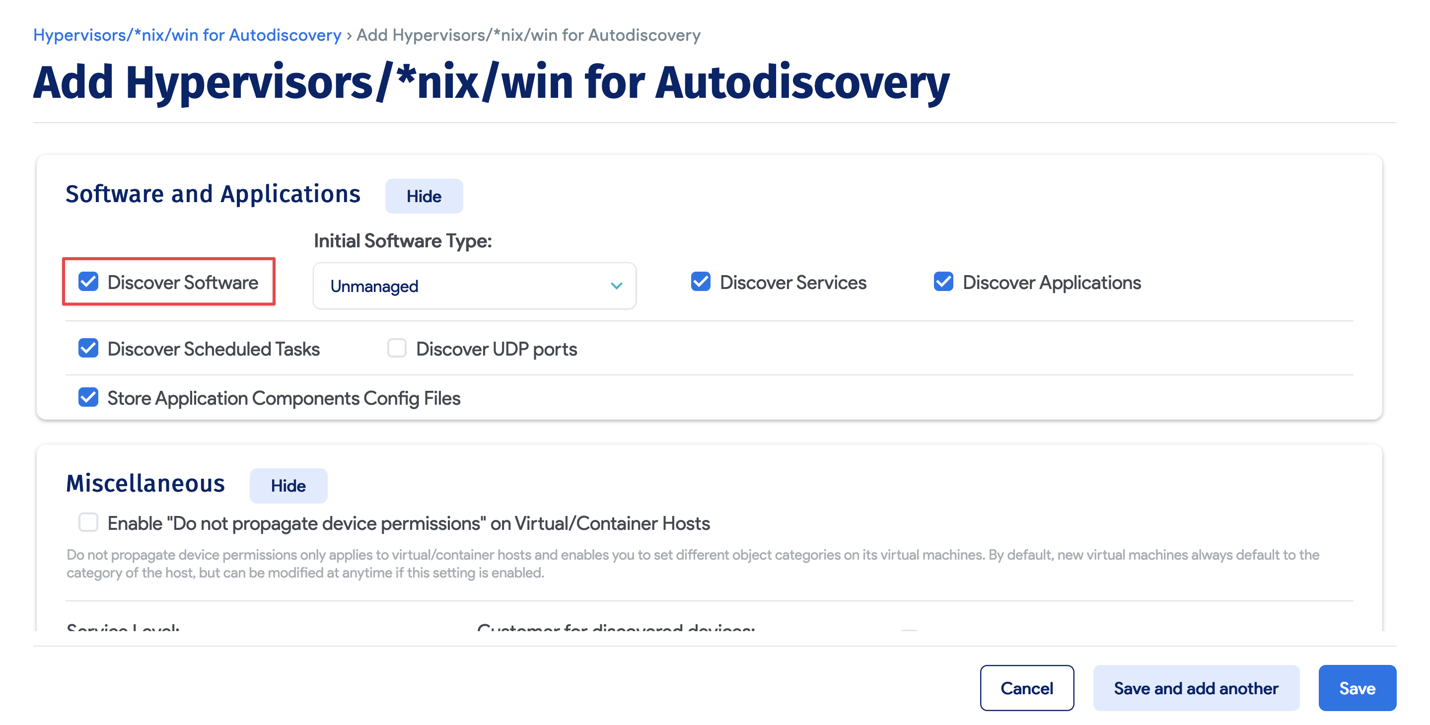 The Discover Software option