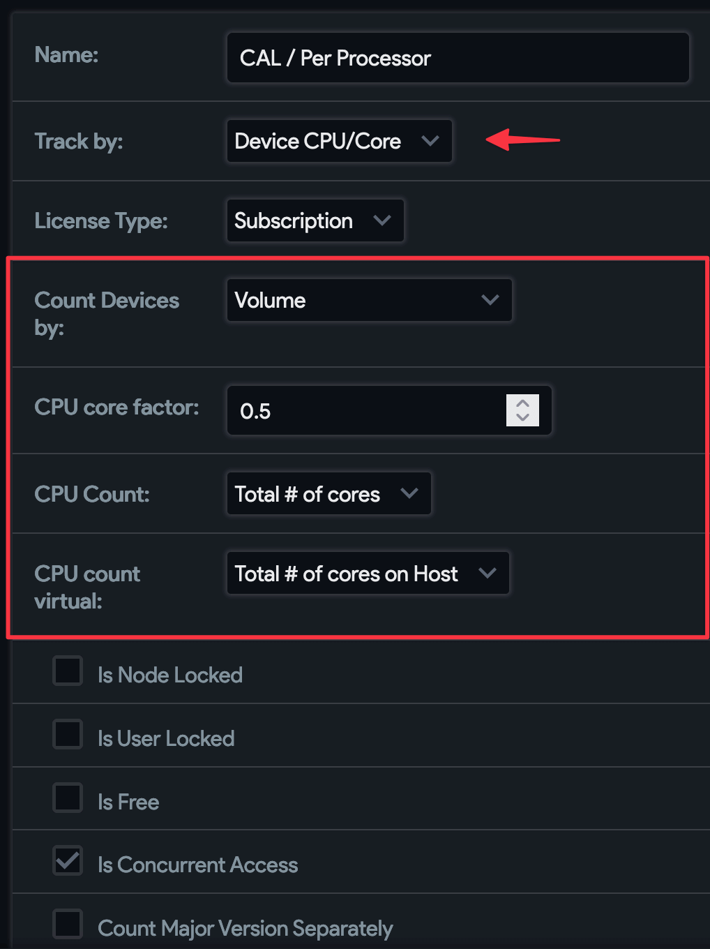 Track By Device CPU/Core option