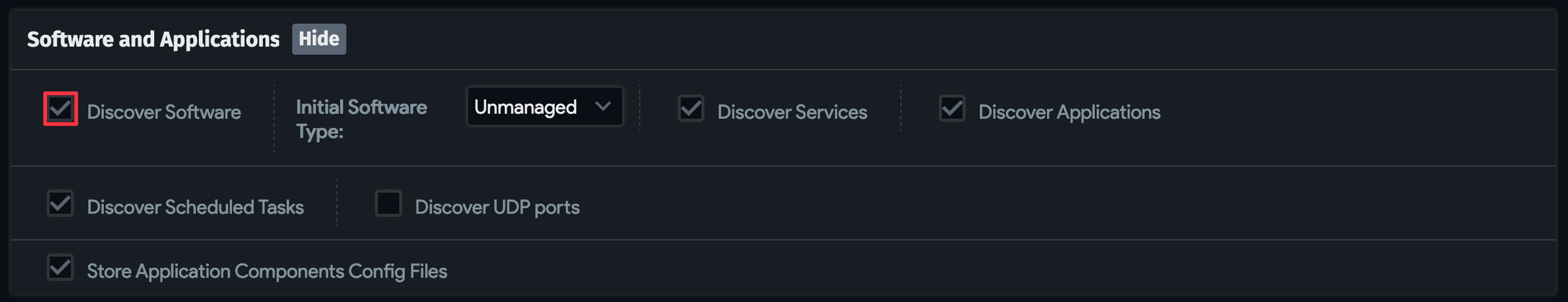 Discover Software option