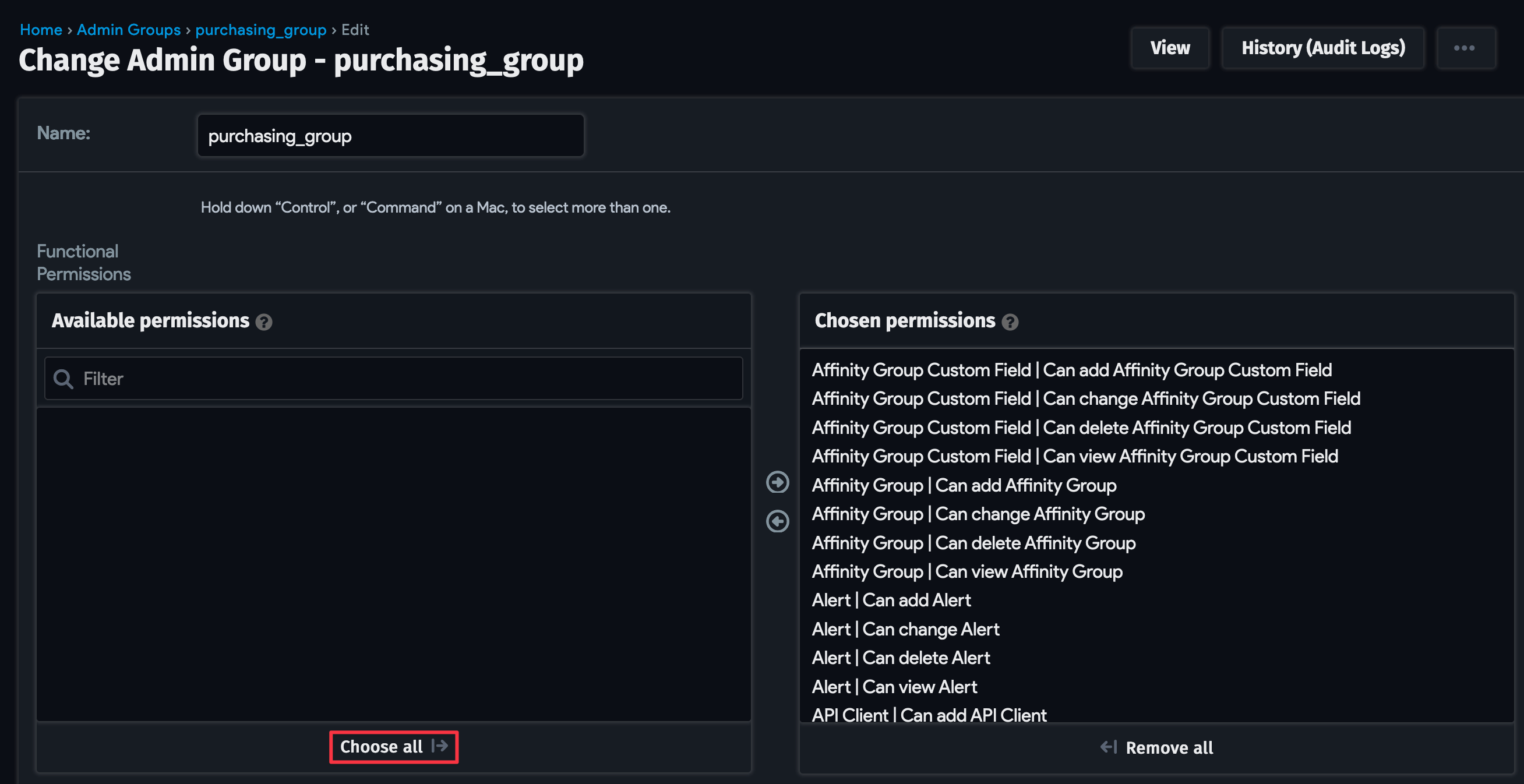 Add admin group