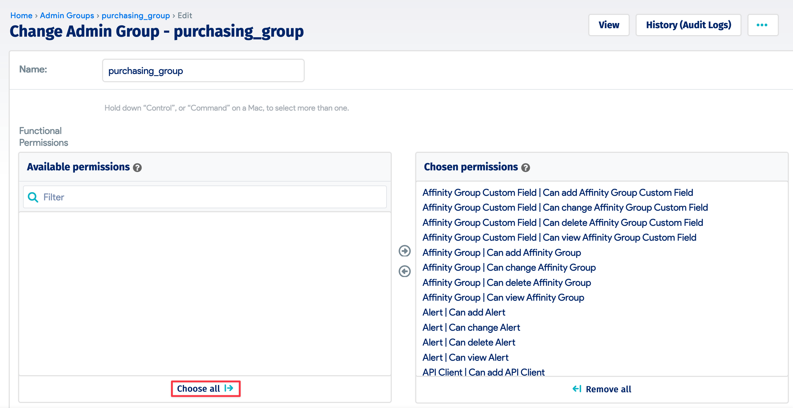 Add admin group
