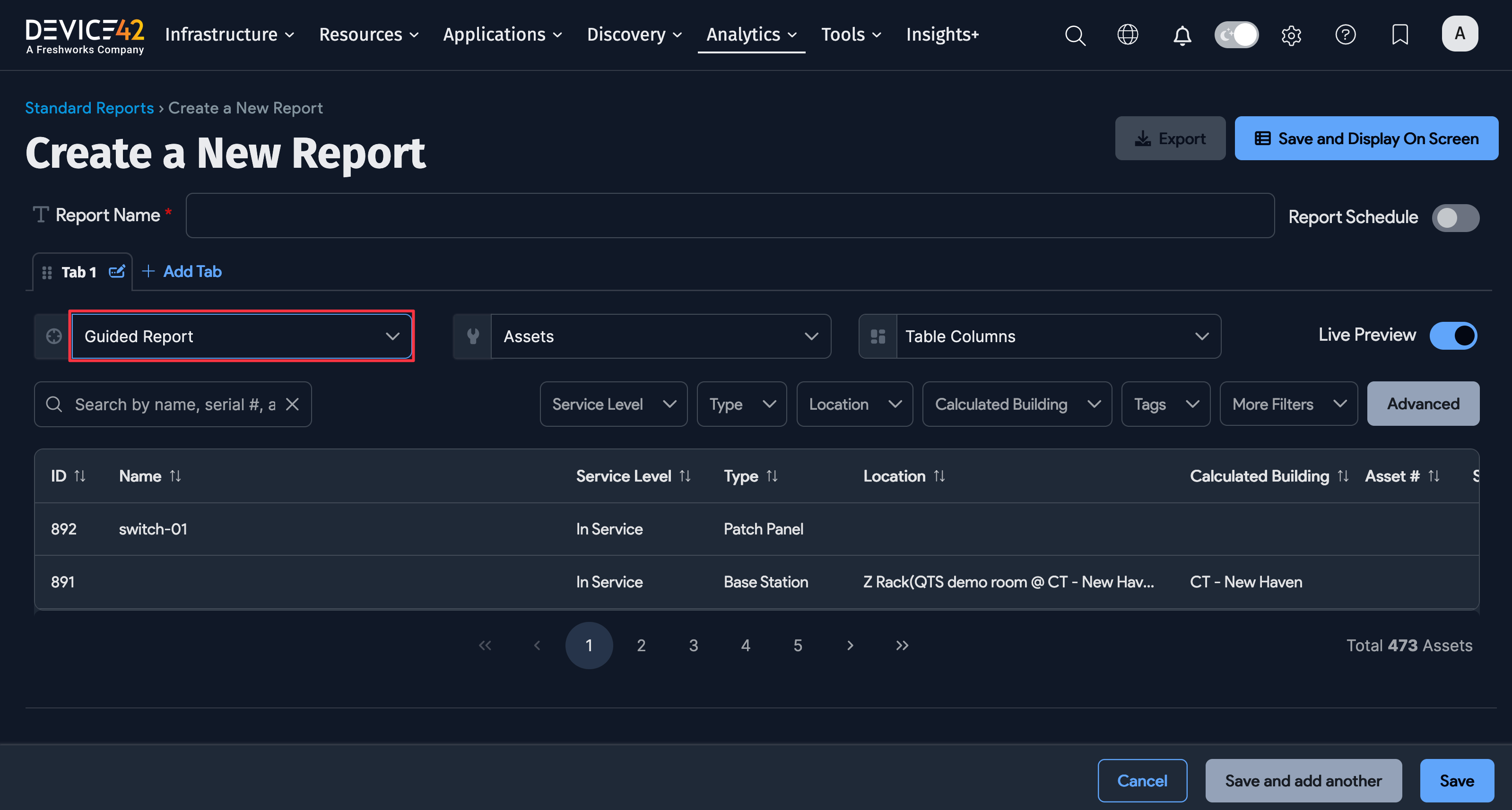Guided report option