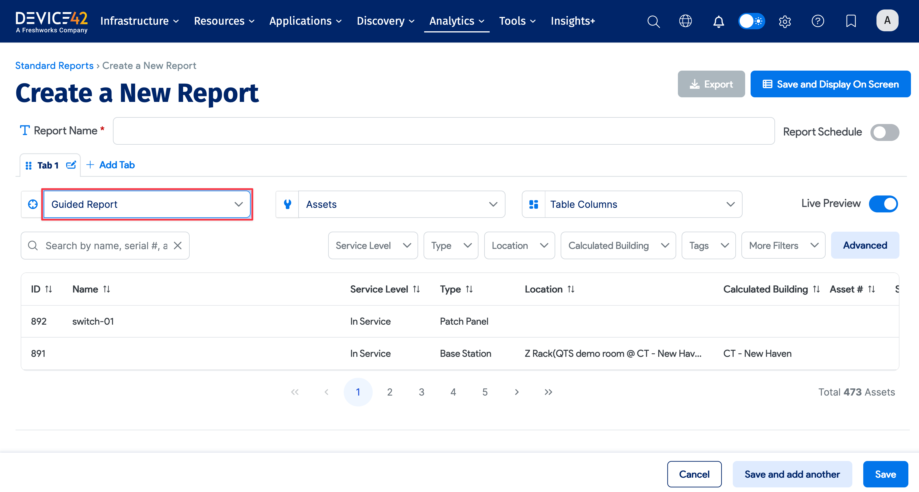 Guided report option