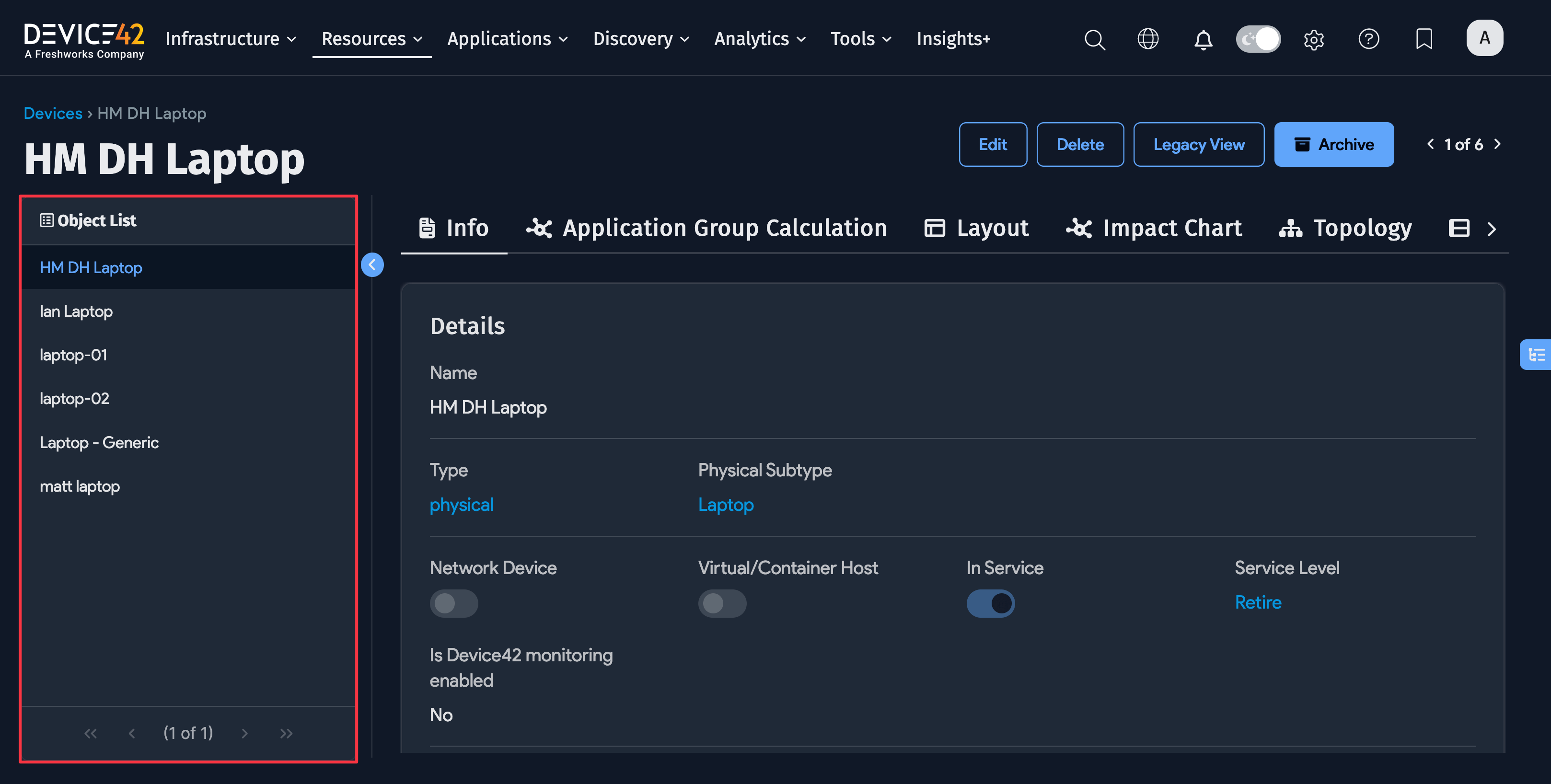 Object List panel