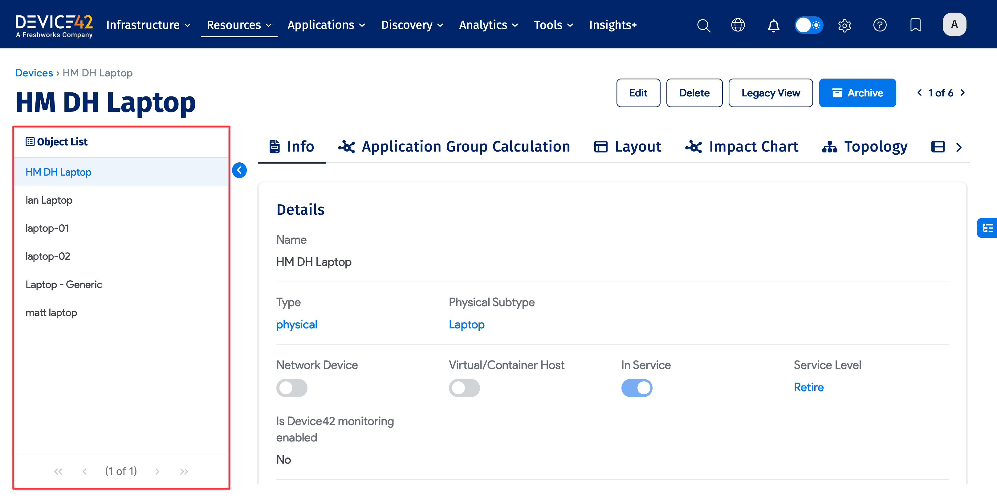 Object List panel