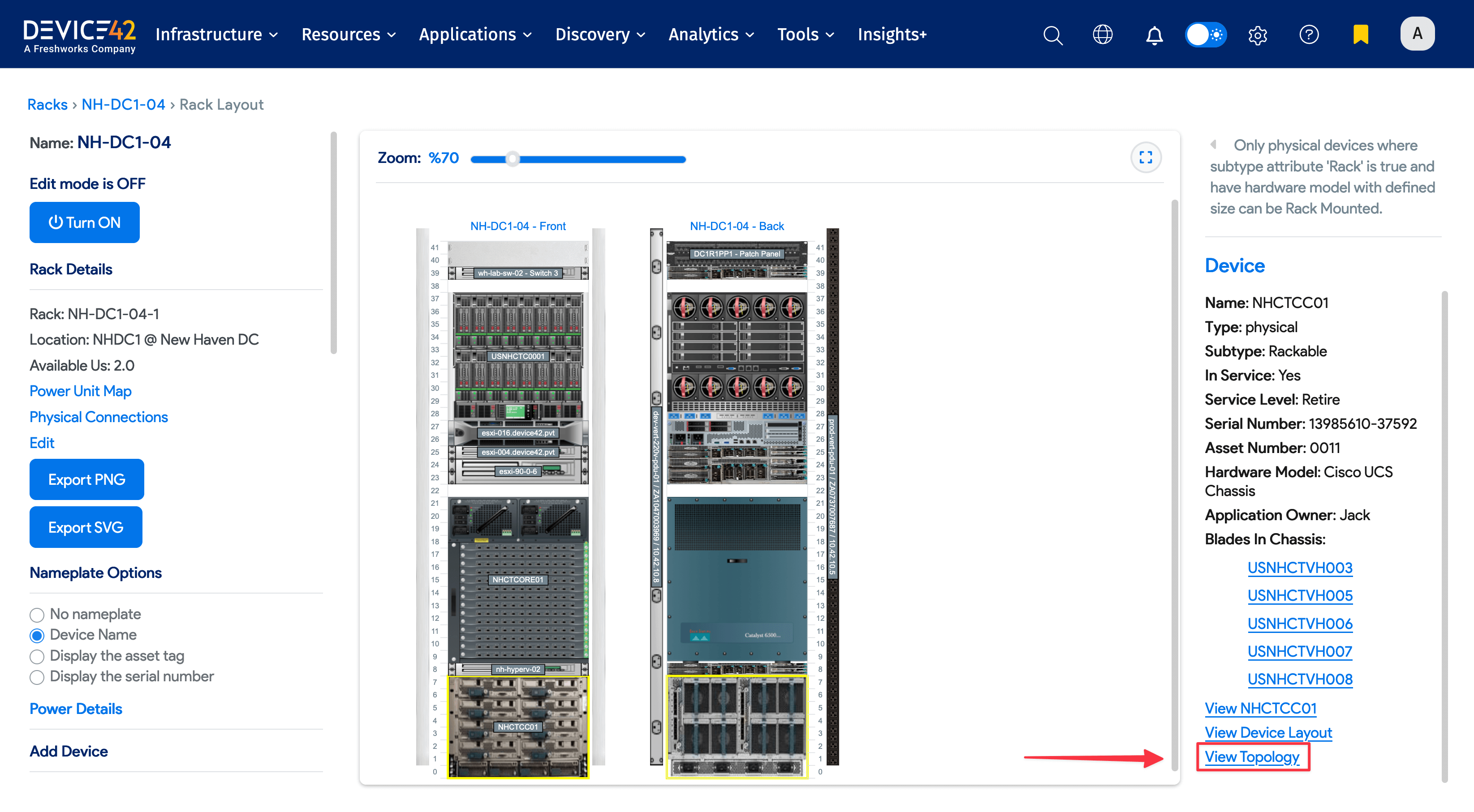 Rack Layout view