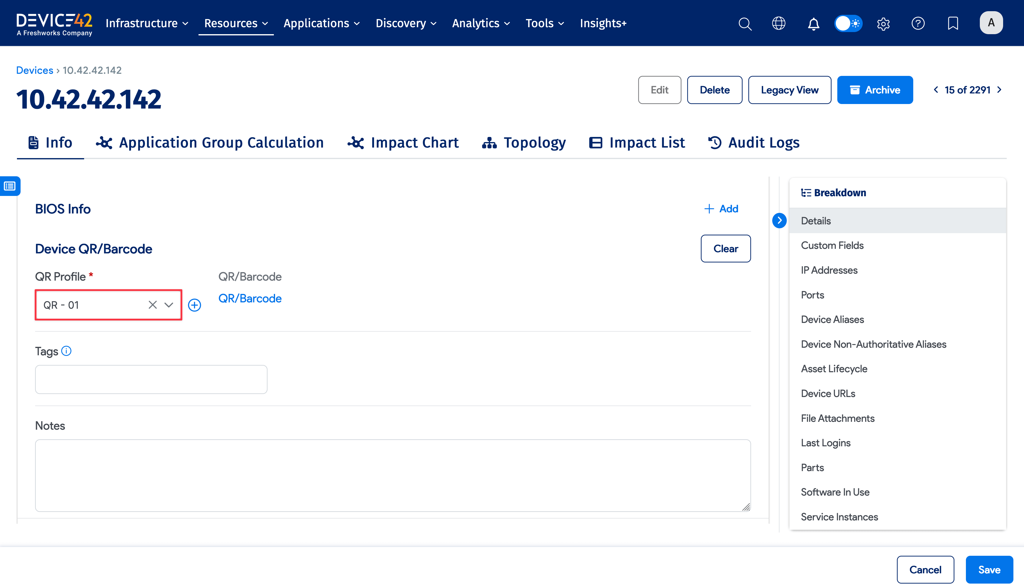 Assigning QR profiles