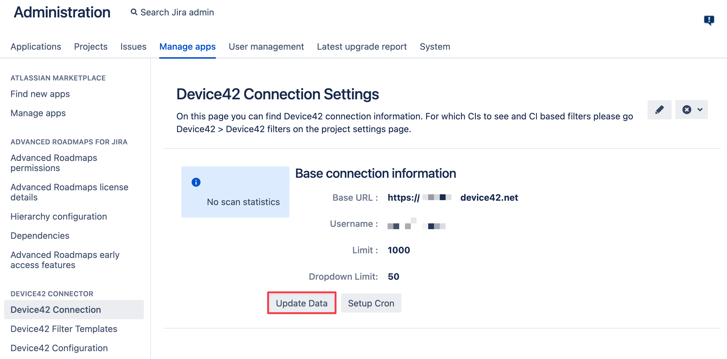 Update data button