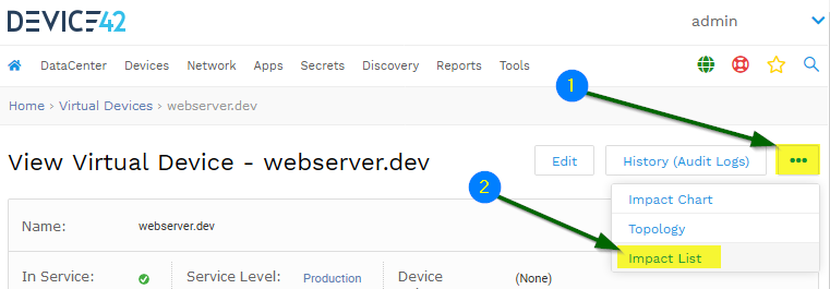 view device impact list